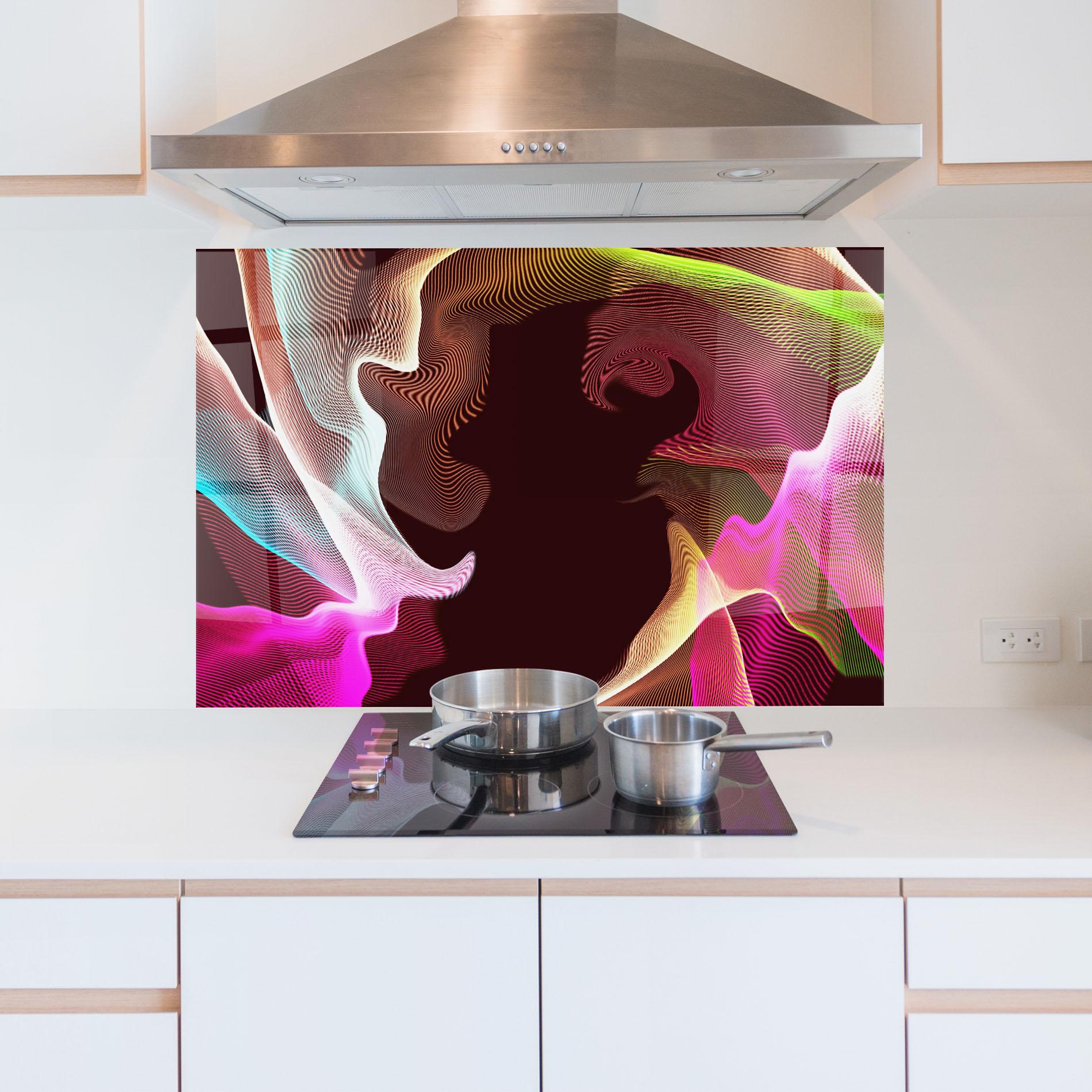 Küchenrückwand Glas Abstract Wave Effect mockup 5