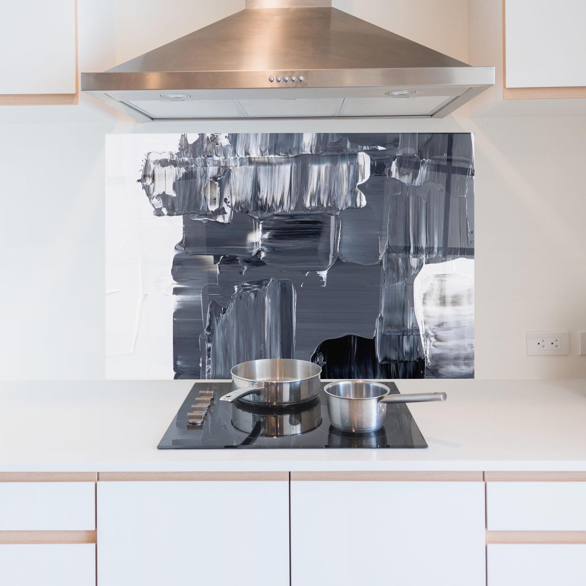 Küchenrückwand Glas Black Acrylic Painting mockup 5