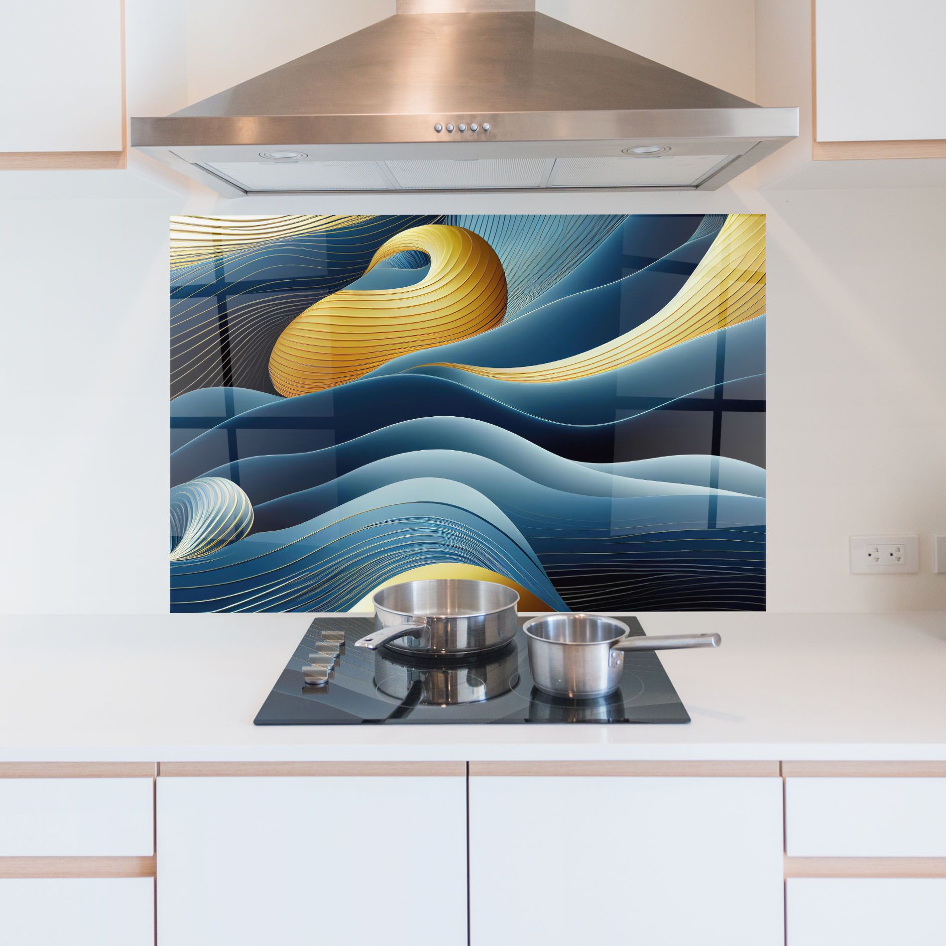 Blue And Gold Wavy Curves mockup 5