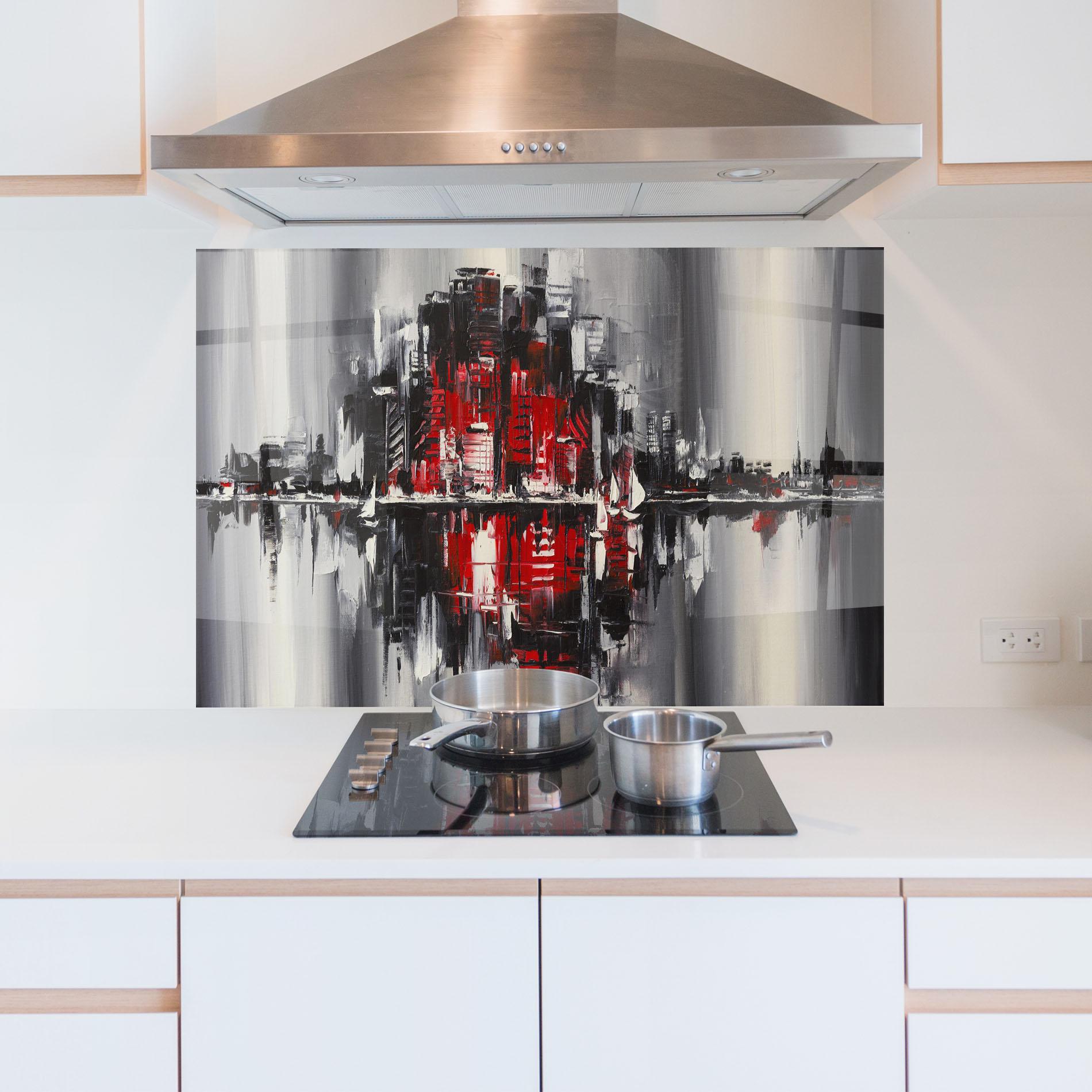 Küchenrückwand Glas Cityscape mockup 5