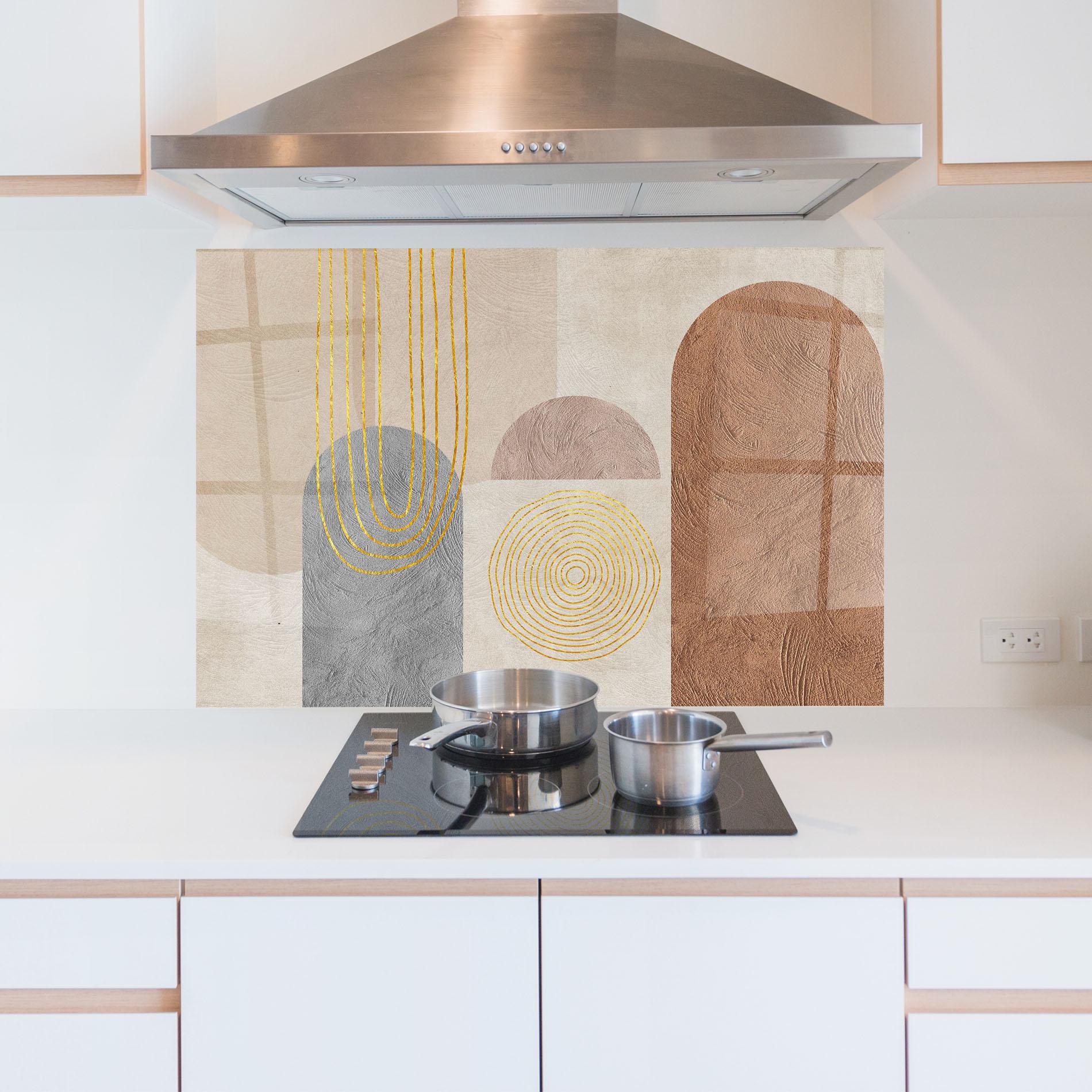 Küchenrückwand Glas Gray Orange Painting mockup 5