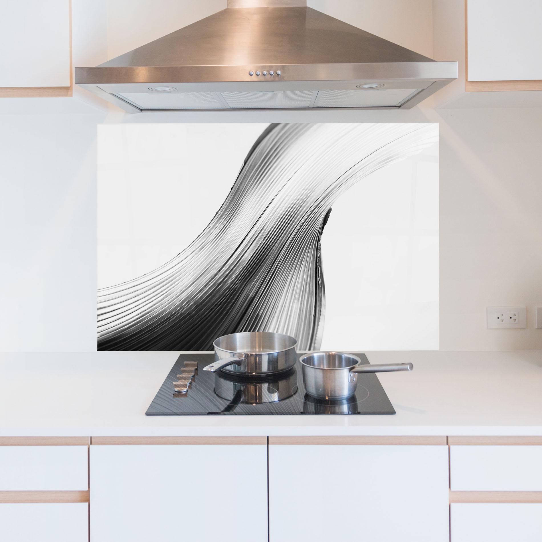Küchenrückwand Glas Monochrome Wave mockup 5