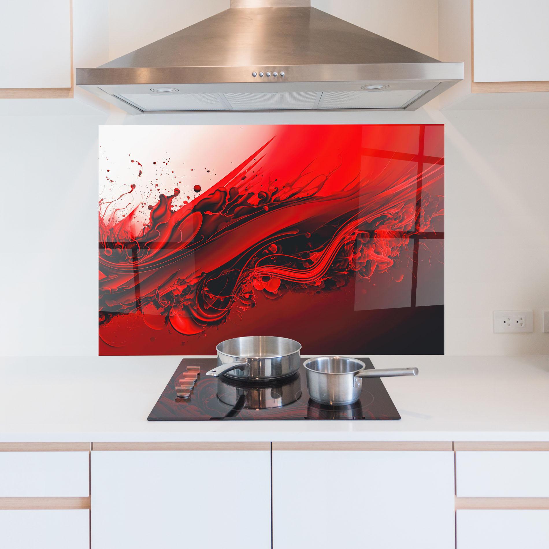 Küchenrückwand Glas Smooth Red Color mockup 5