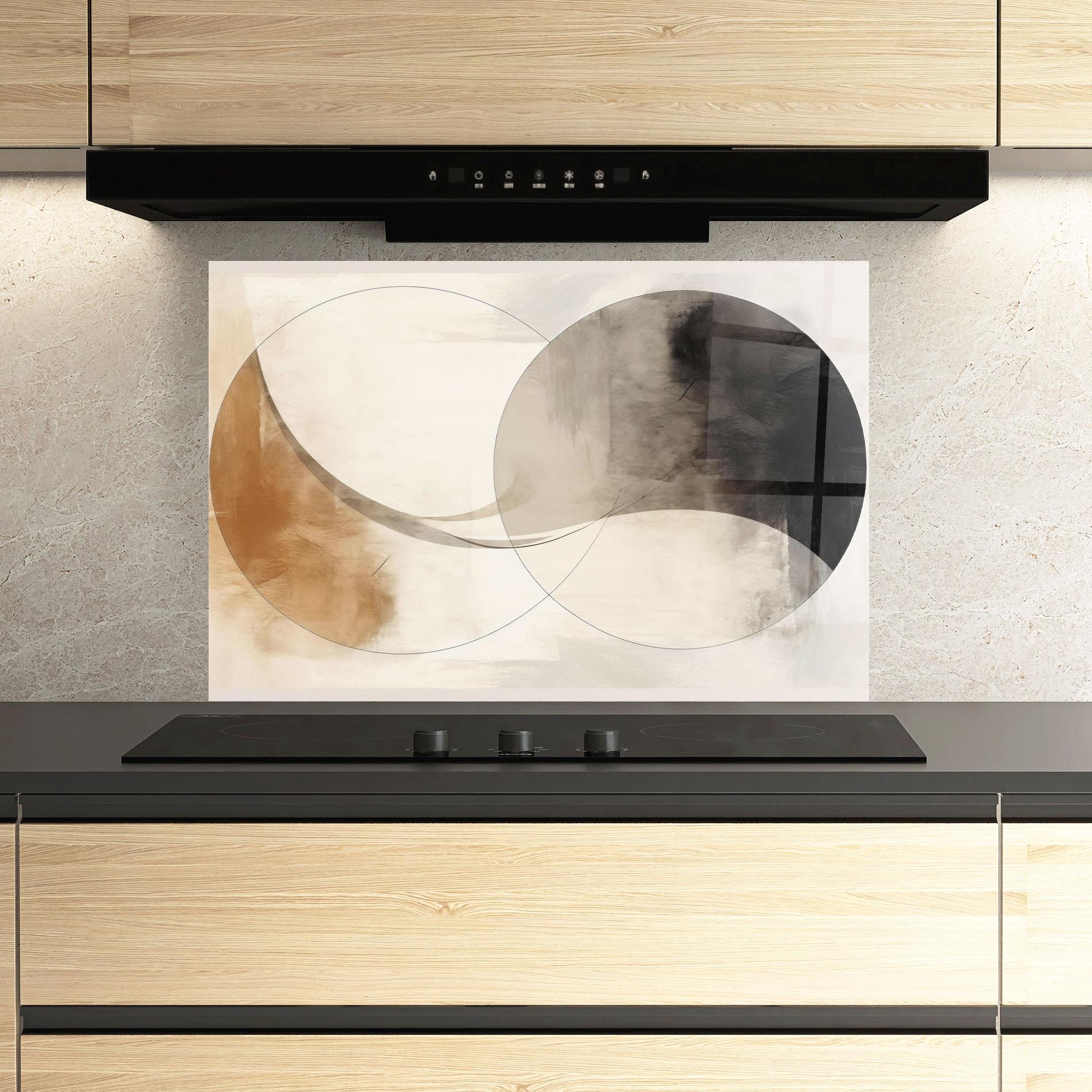 Küchenrückwand Glas Abstract Circle Painting mockup 3