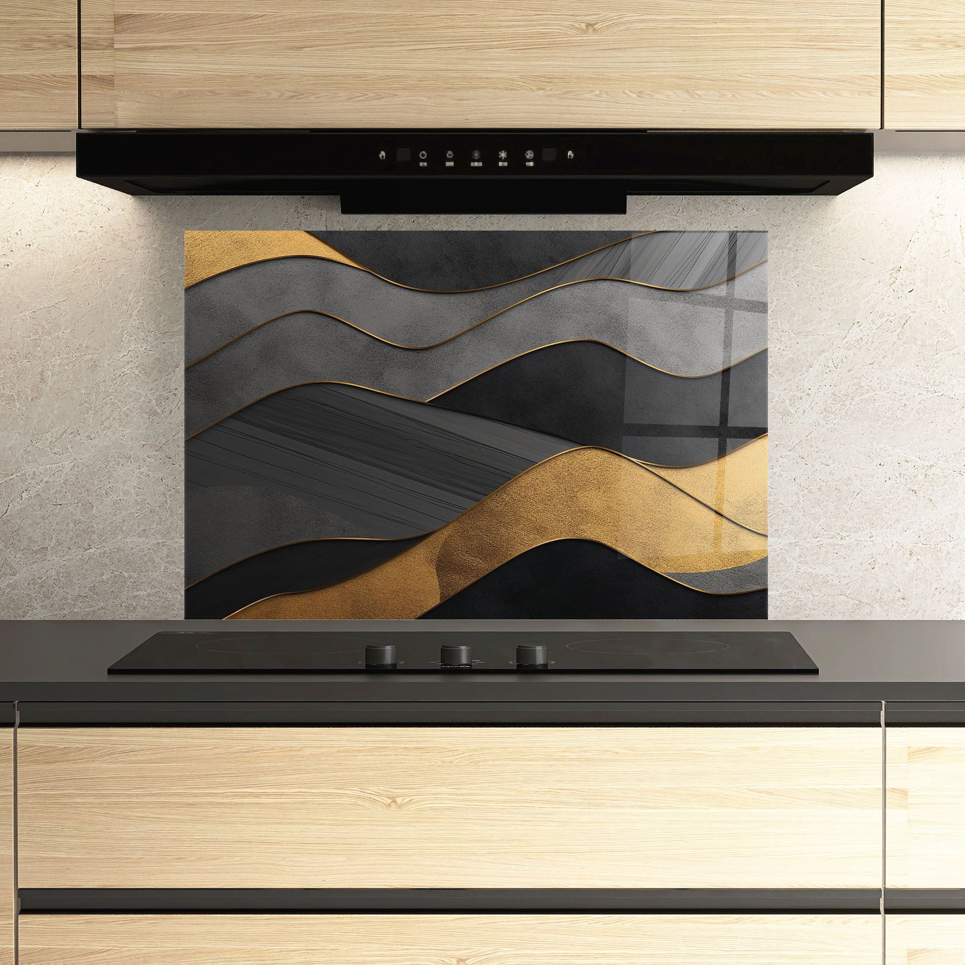 Abstract Gold And Grey Waves mockup 3