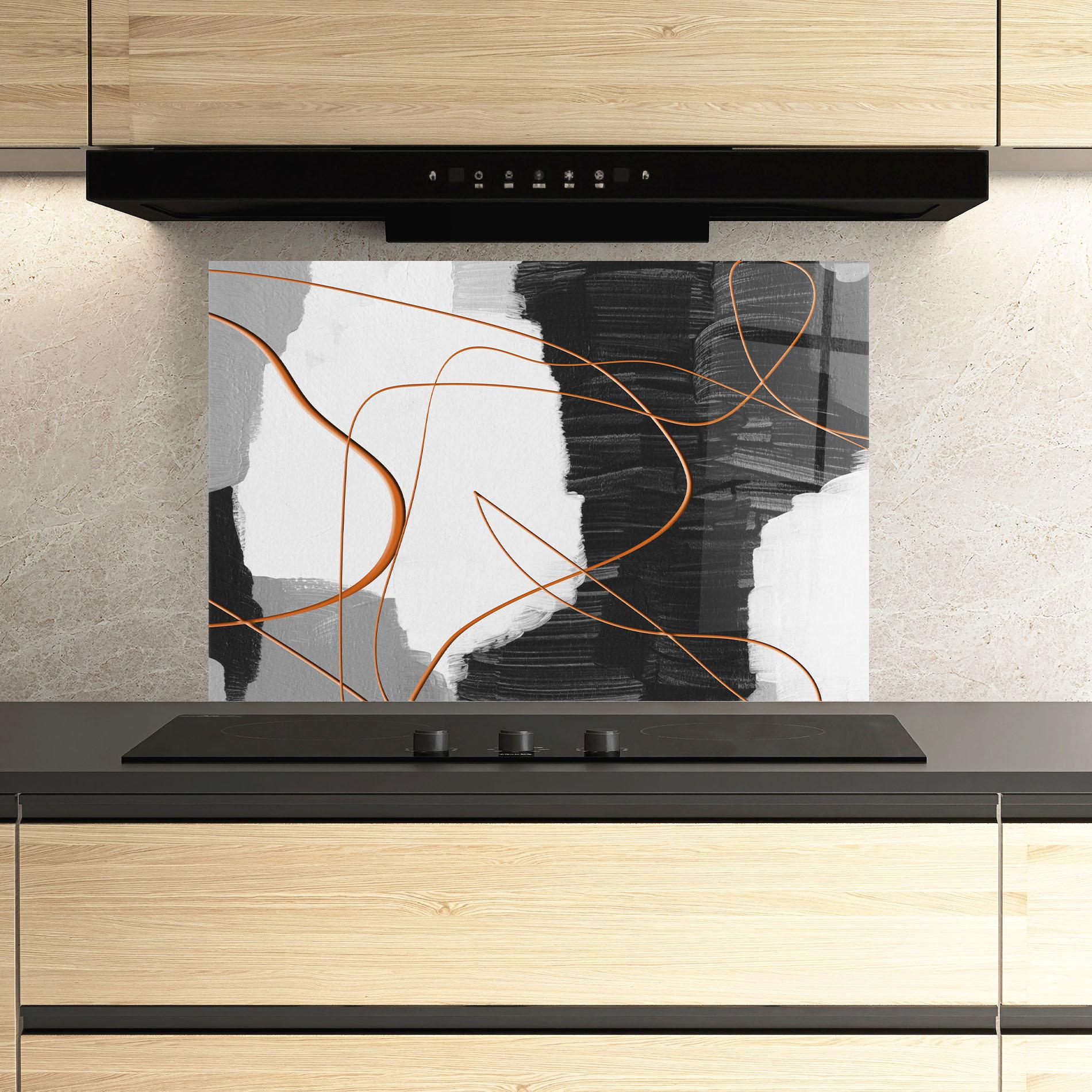 Küchenrückwand Glas Abstract Ink Painting mockup 3