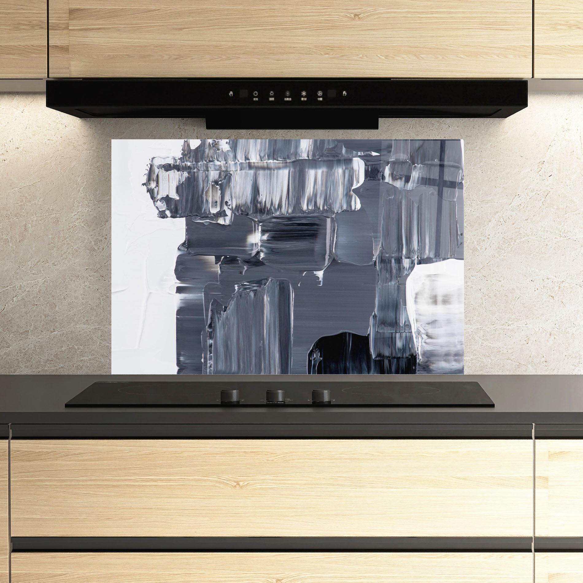 Küchenrückwand Glas Black Acrylic Painting mockup 3
