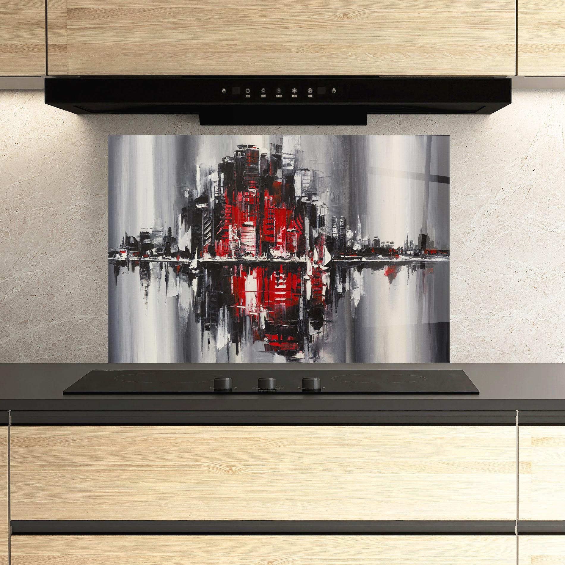Küchenrückwand Glas Cityscape mockup 3