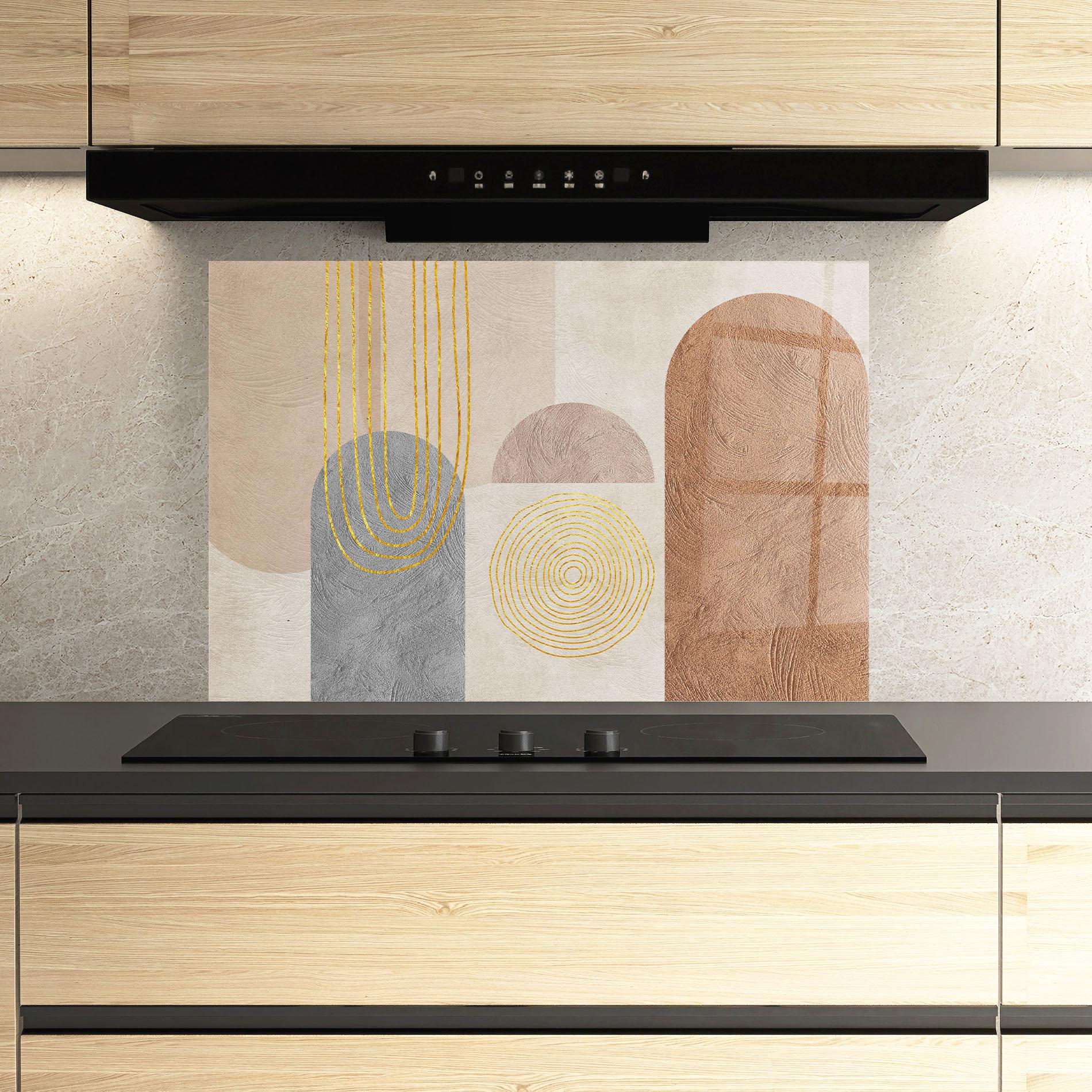 Küchenrückwand Glas Gray Orange Painting mockup 3