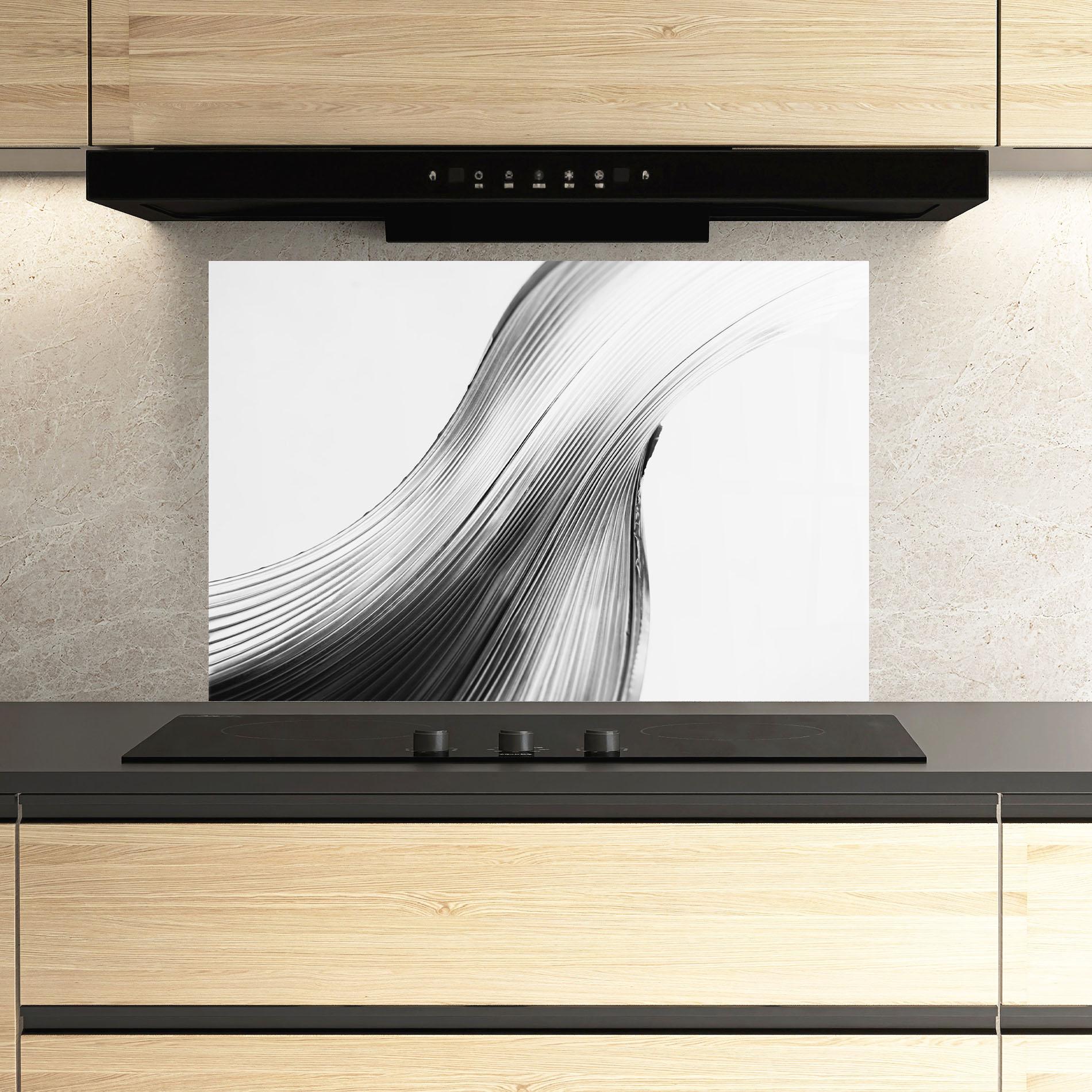 Küchenrückwand Glas Monochrome Wave mockup 3