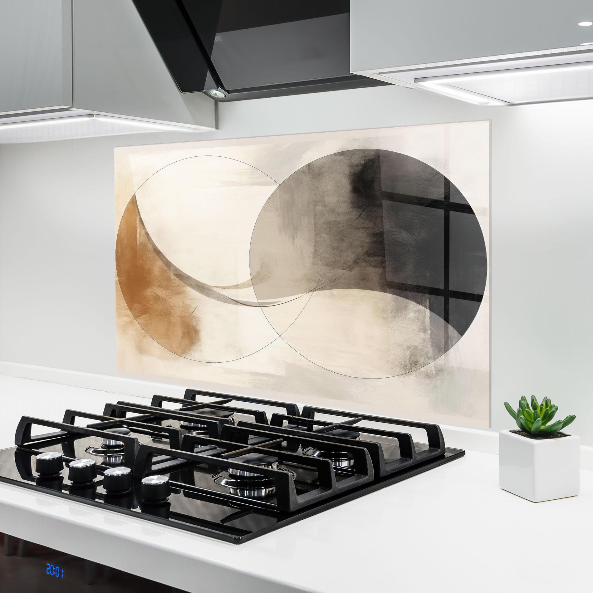 Küchenrückwand Glas Abstract Circle Painting mockup 6