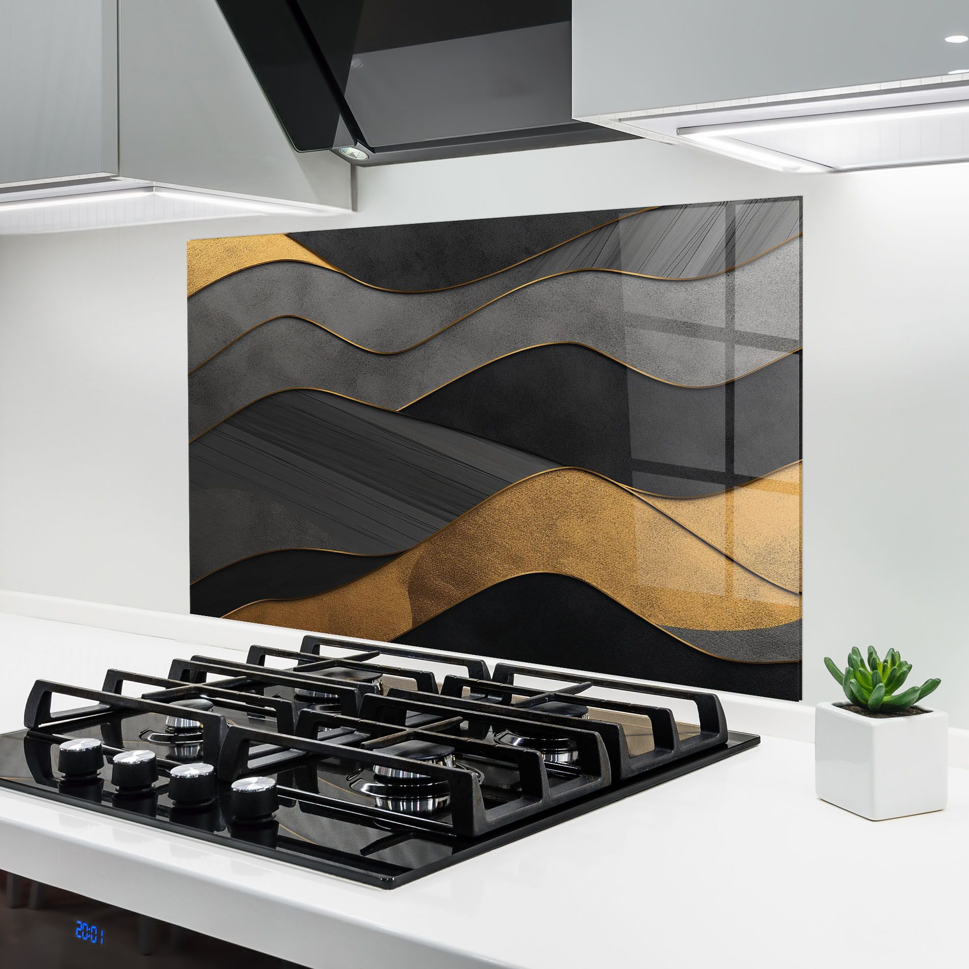 Abstract Gold And Grey Waves mockup 6