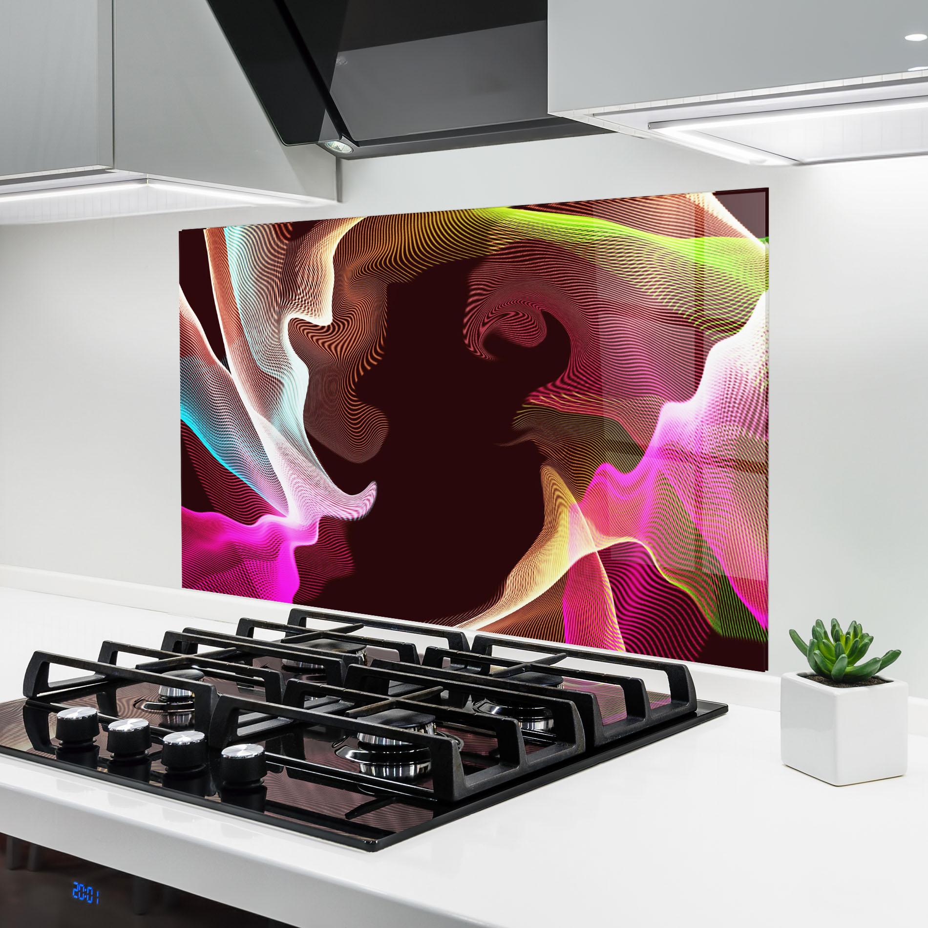 Küchenrückwand Glas Abstract Wave Effect mockup 6