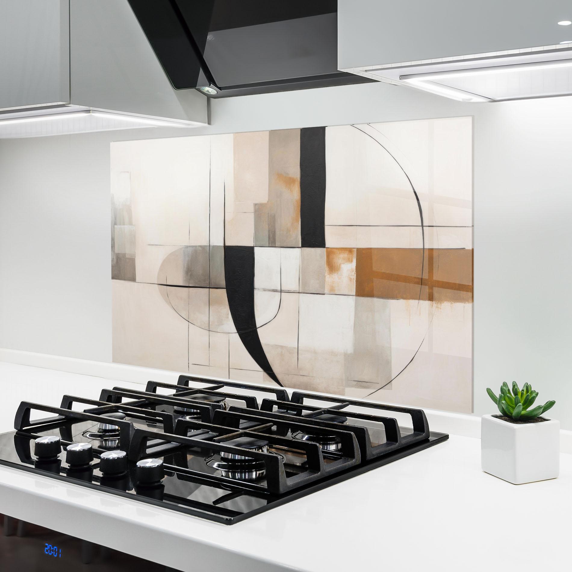 Küchenrückwand Glas Black Abstract Lines mockup 6