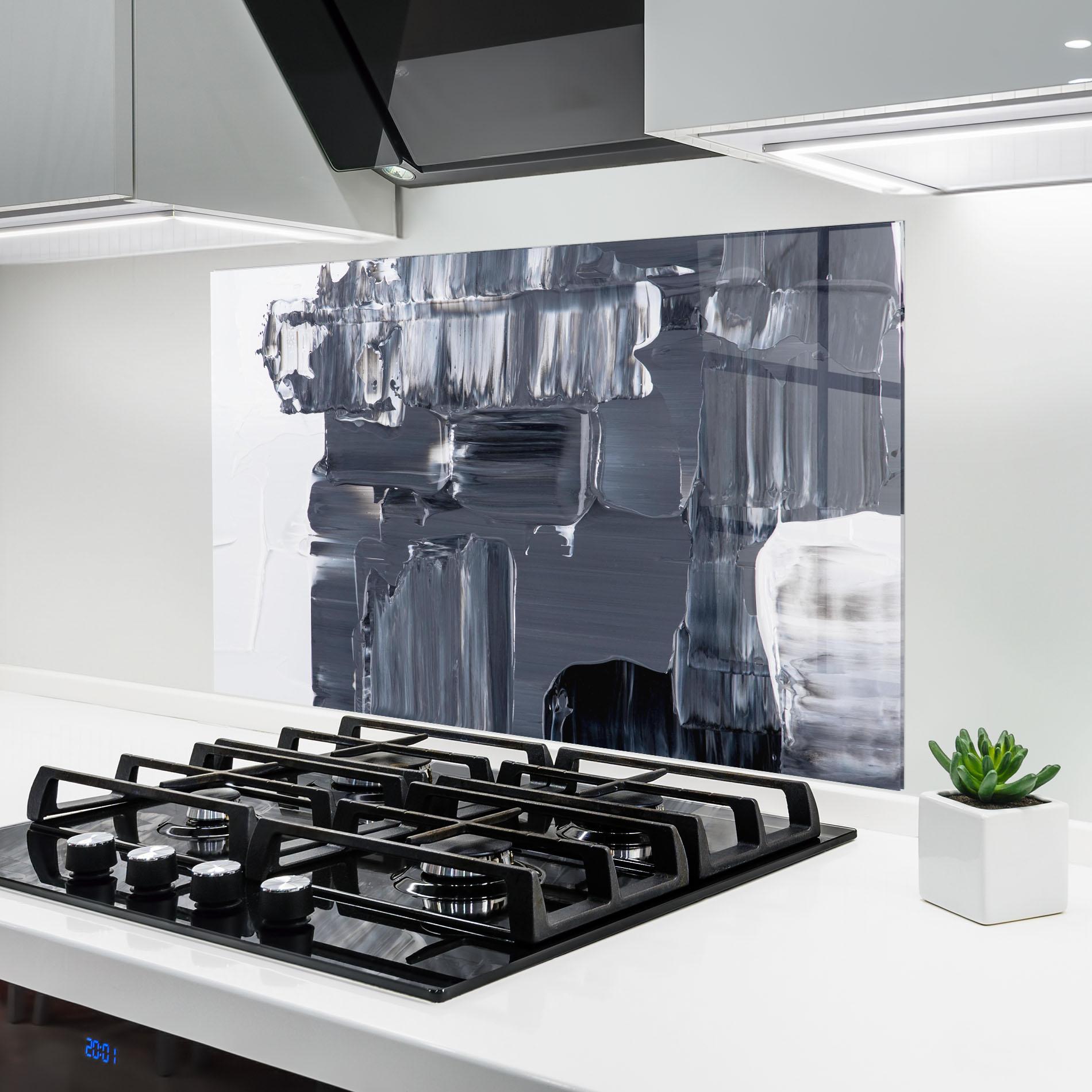 Küchenrückwand Glas Black Acrylic Painting mockup 6
