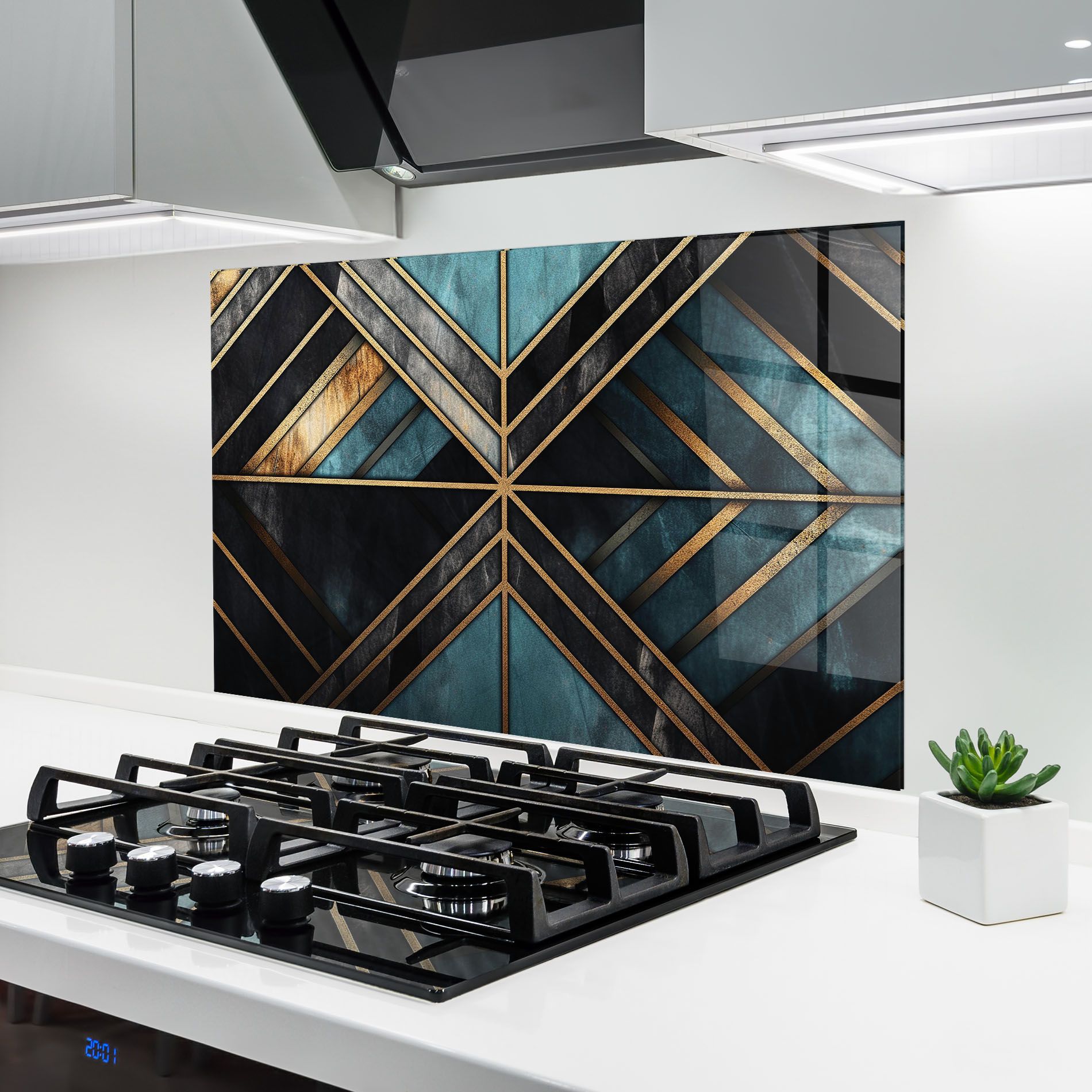 Gold Lines On Blue Painting mockup 6