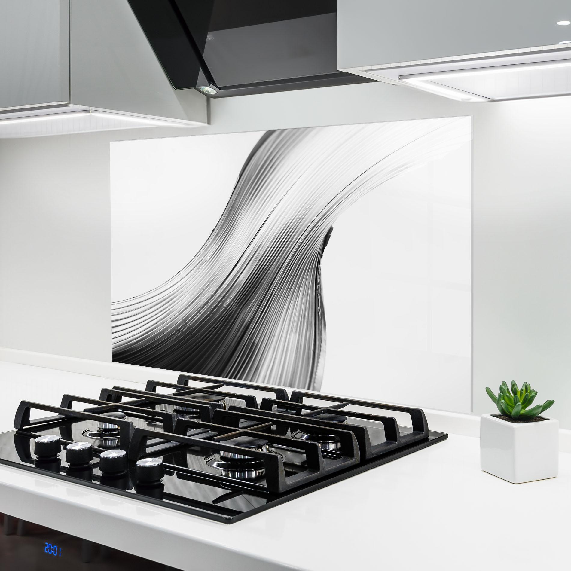 Küchenrückwand Glas Monochrome Wave mockup 6