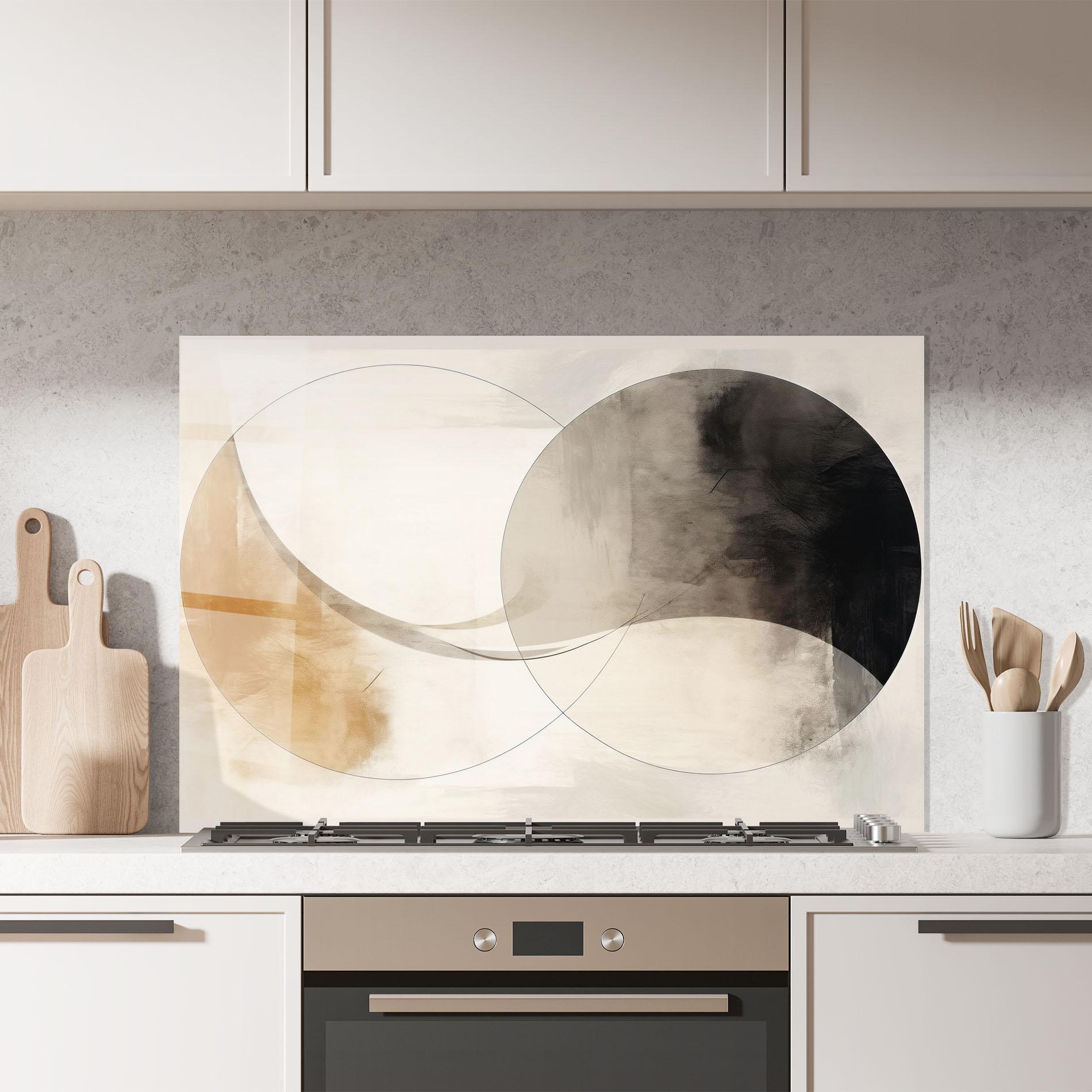 Küchenrückwand Glas Abstract Circle Painting mockup 7