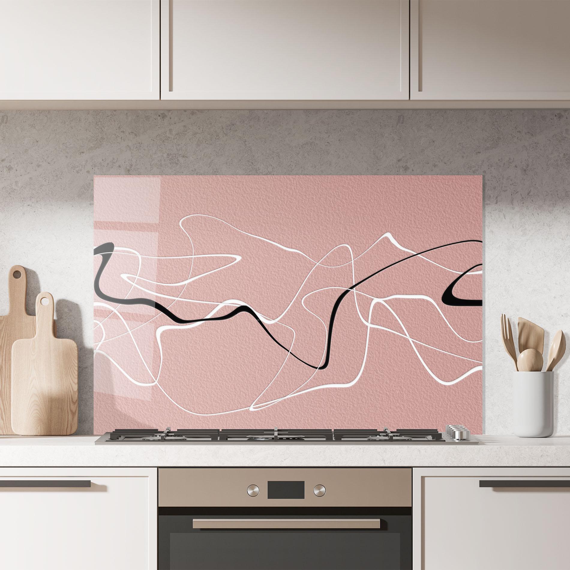 Küchenrückwand Glas Abstract Pink Painting mockup 7