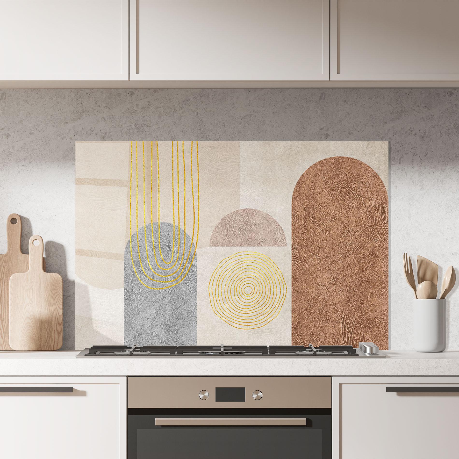 Küchenrückwand Glas Gray Orange Painting mockup 7