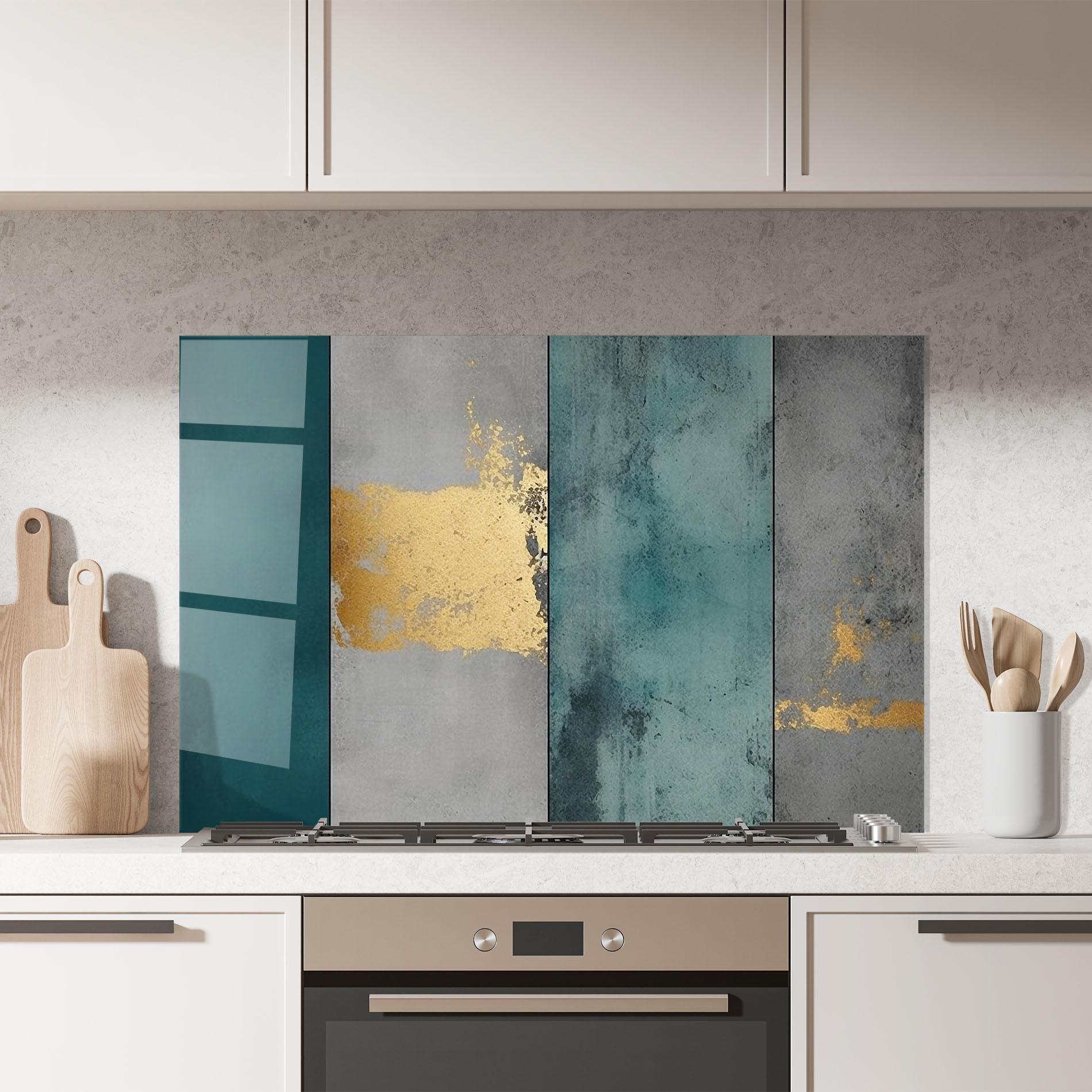 Küchenrückwand Glas Green Colors With Gold mockup 7