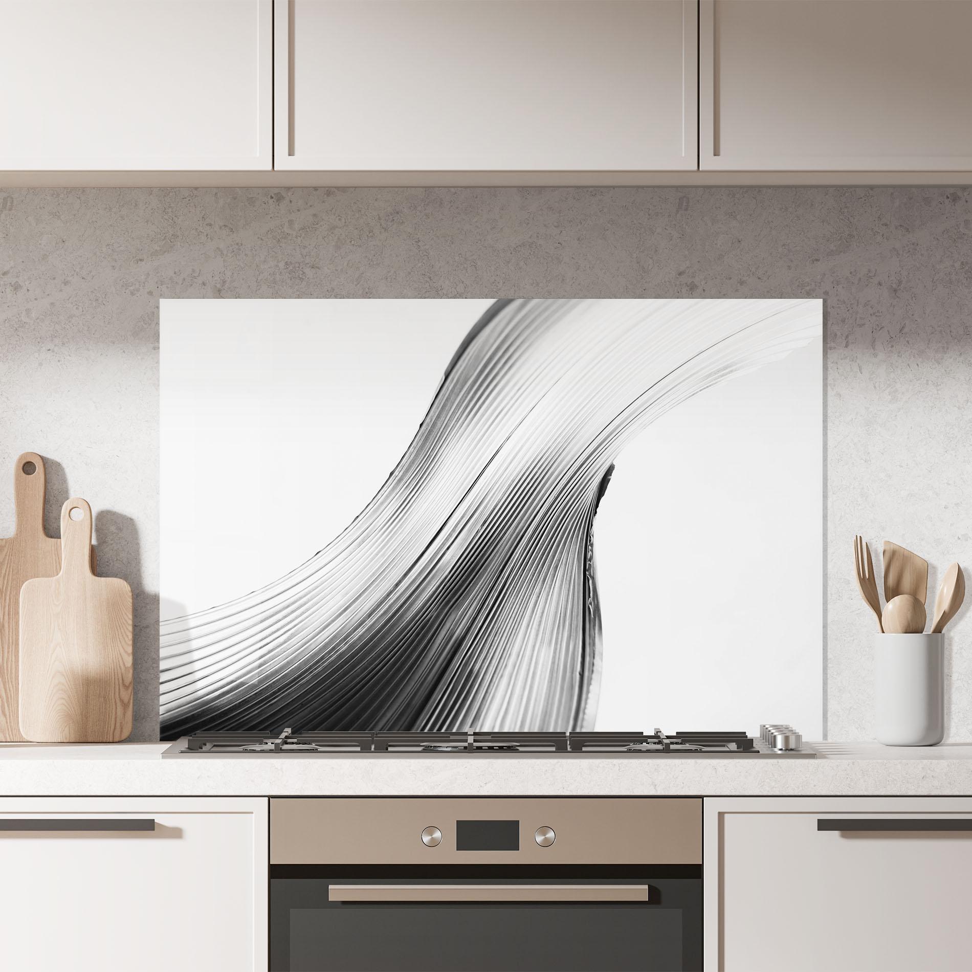 Küchenrückwand Glas Monochrome Wave mockup 7