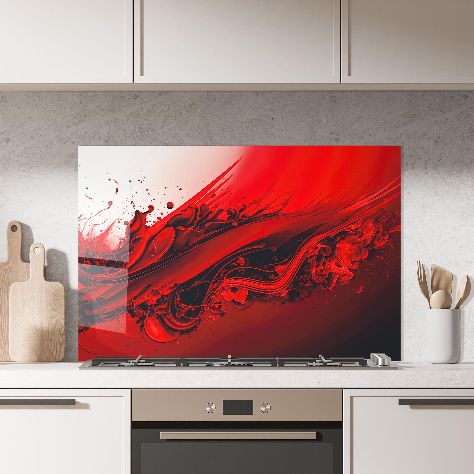 Küchenrückwand Glas Smooth Red Color mockup 7