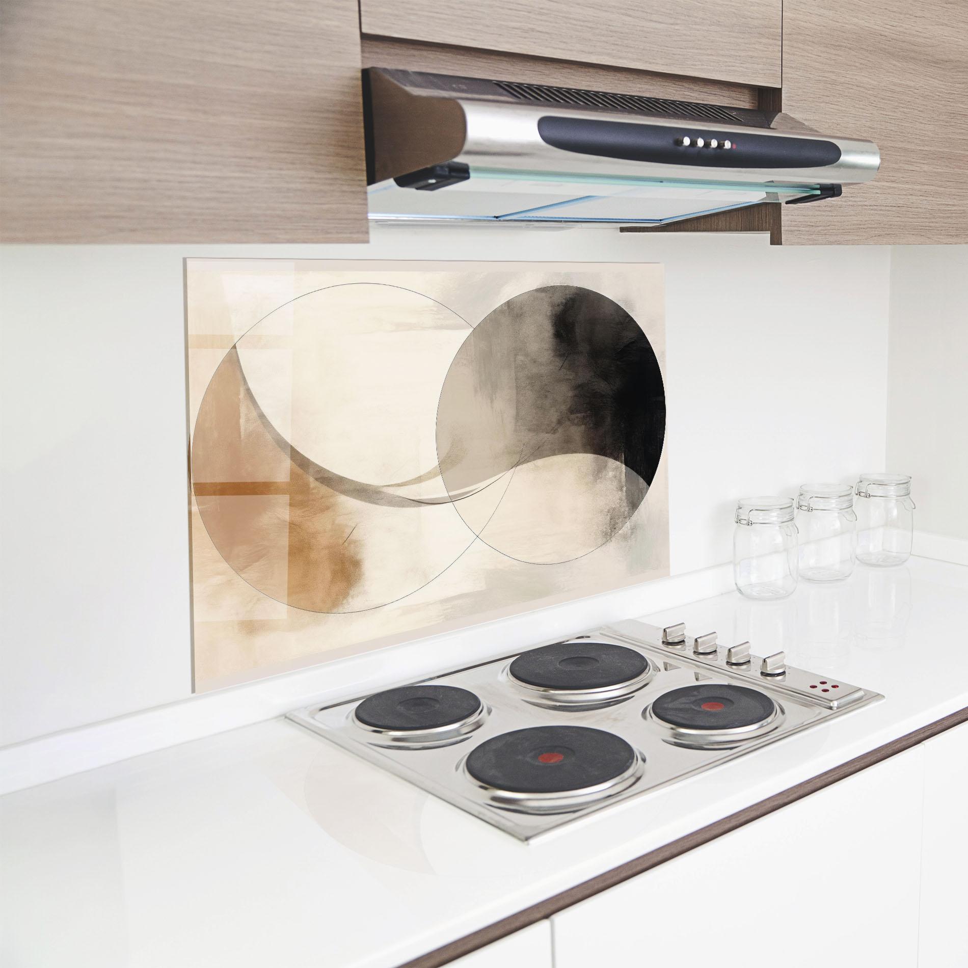 Küchenrückwand Glas Abstract Circle Painting mockup 8
