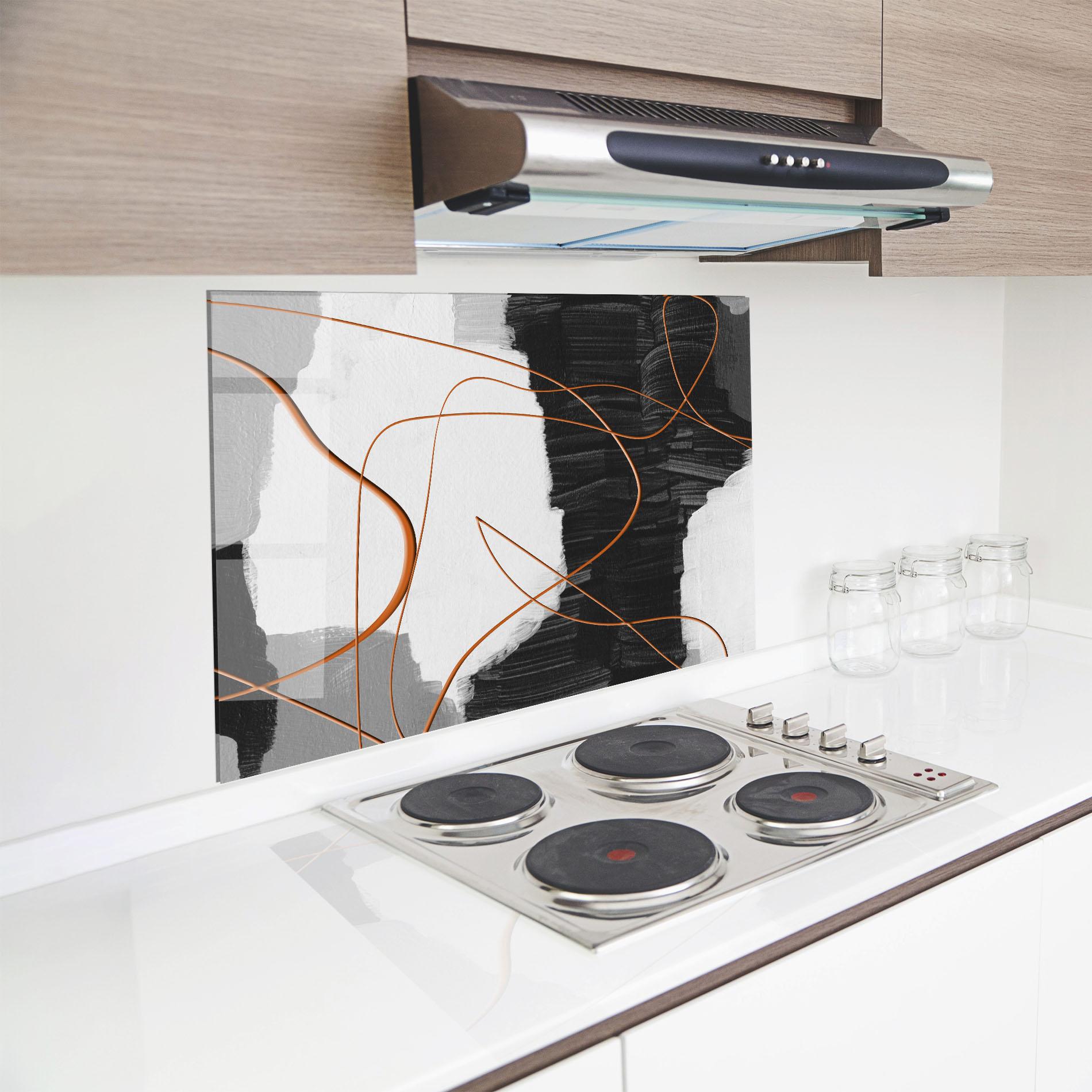 Küchenrückwand Glas Abstract Ink Painting mockup 8