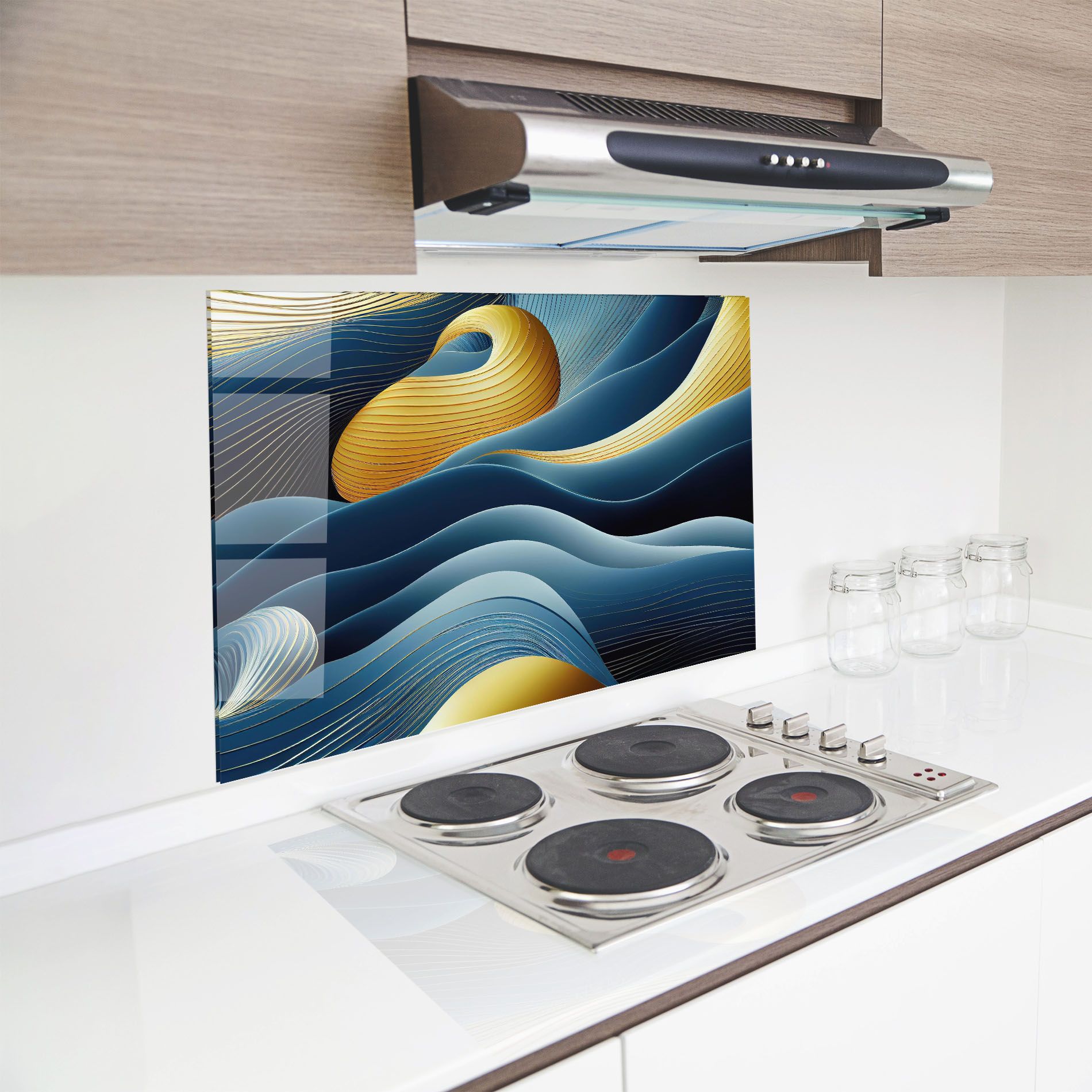 Blue And Gold Wavy Curves mockup 8