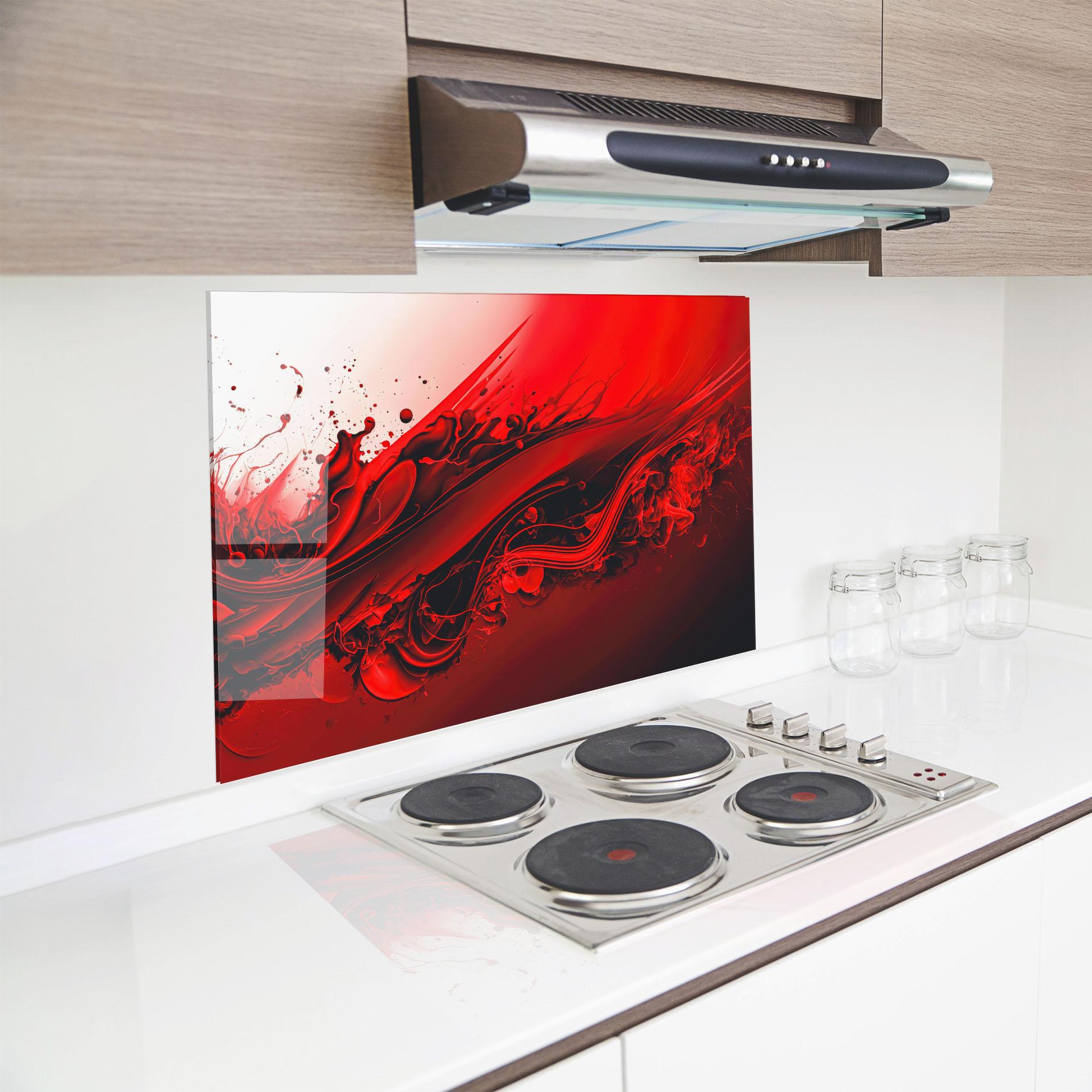 Küchenrückwand Glas Smooth Red Color mockup 8