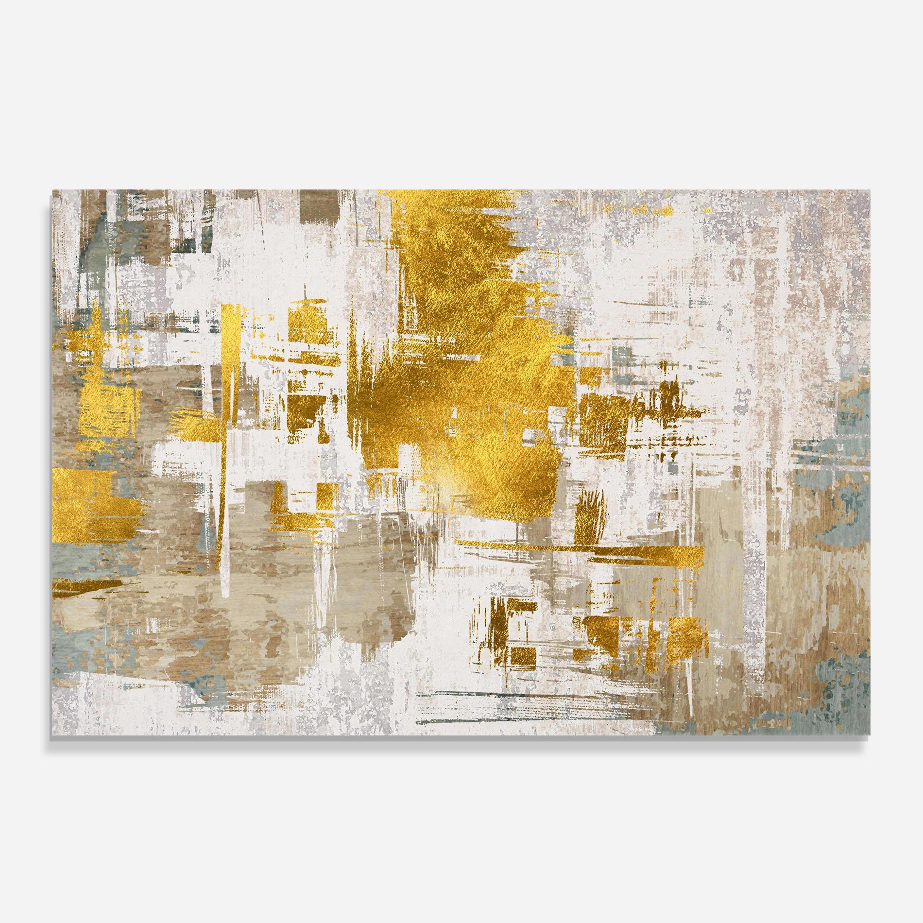 Küchenrückwand Glas Gold And White Brush mockup 0