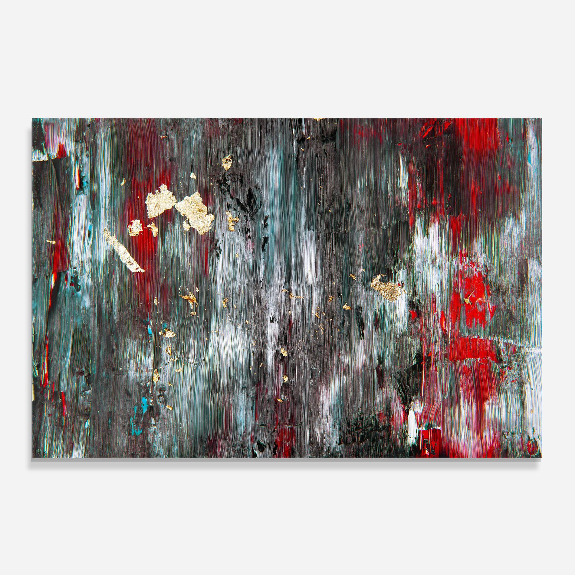 Küchenrückwand Glas Grey With Red Painting mockup 0