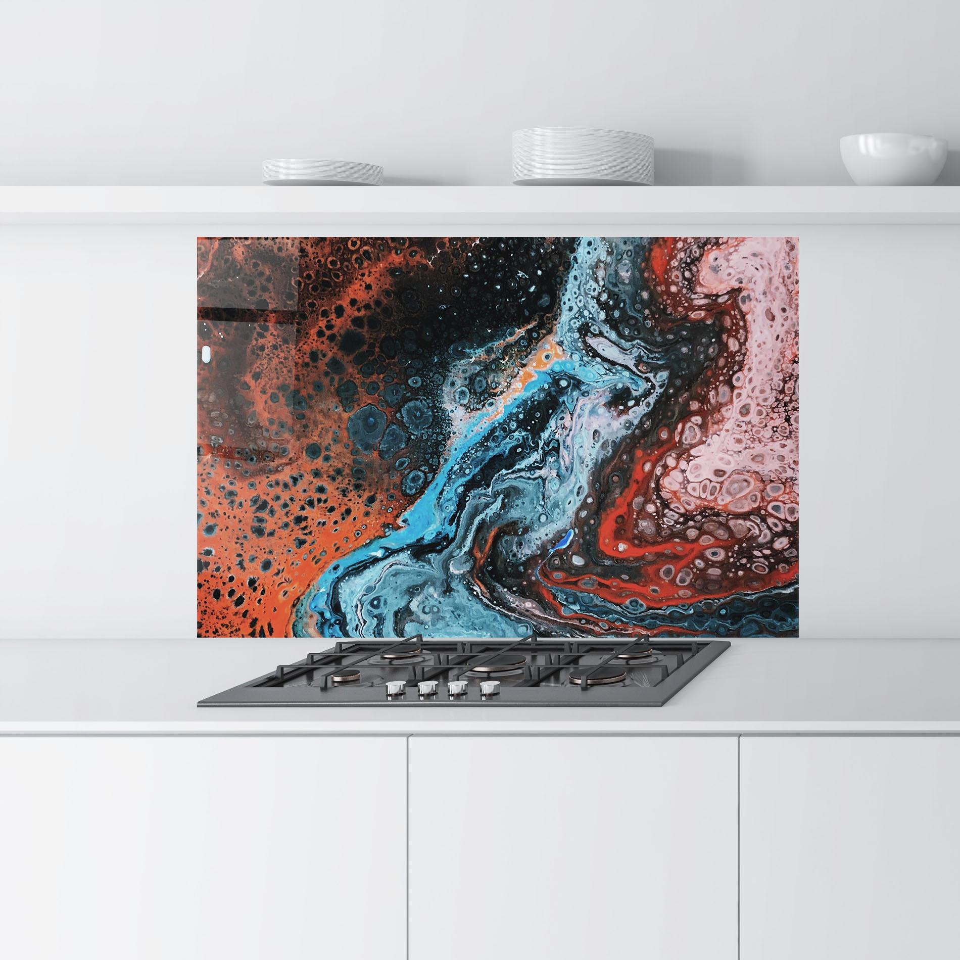 Küchenrückwand Glas Abstract Turqoise Colors mockup 9