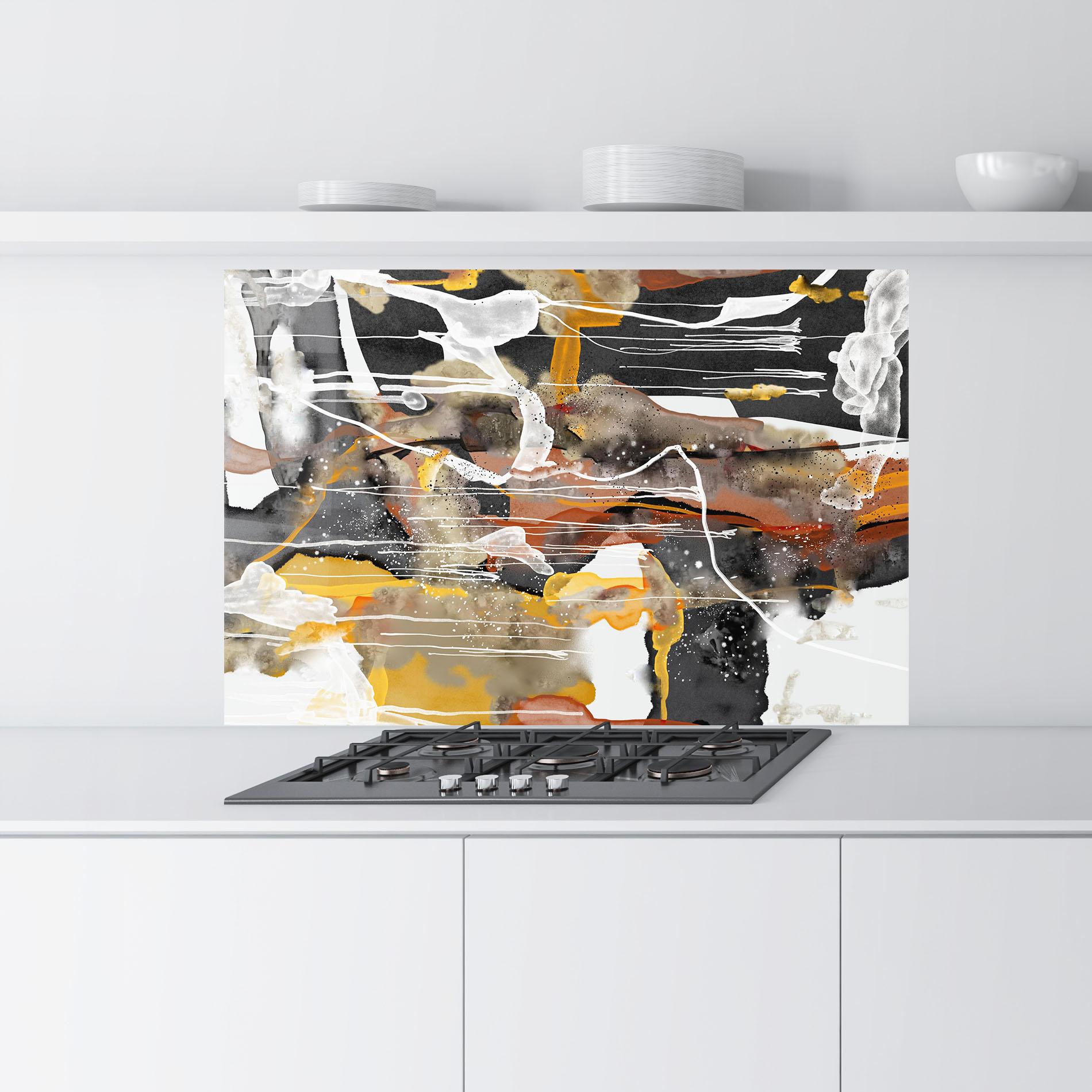 Küchenrückwand Glas Abstract Water Colors mockup 9
