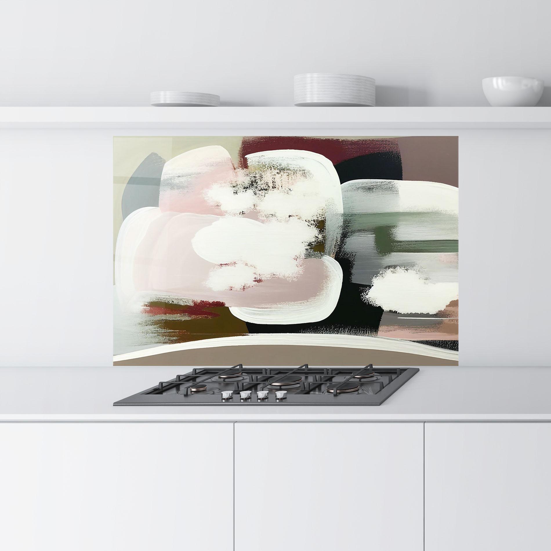 Küchenrückwand Glas Abstract White Clouds mockup 9