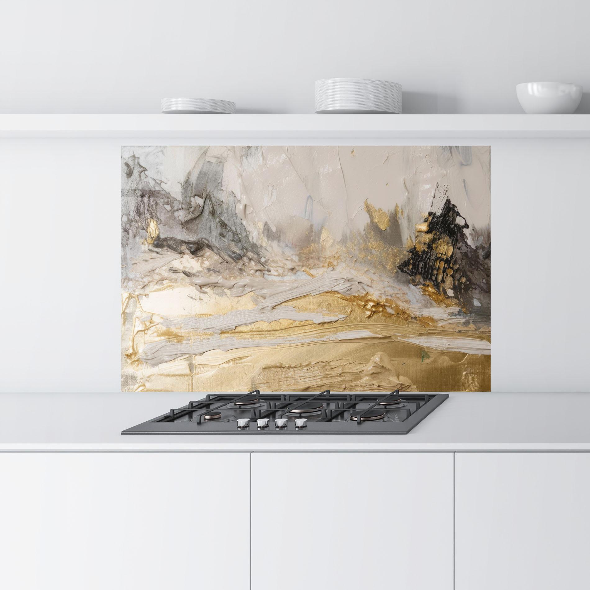 Küchenrückwand Glas Abstract White Waves mockup 9