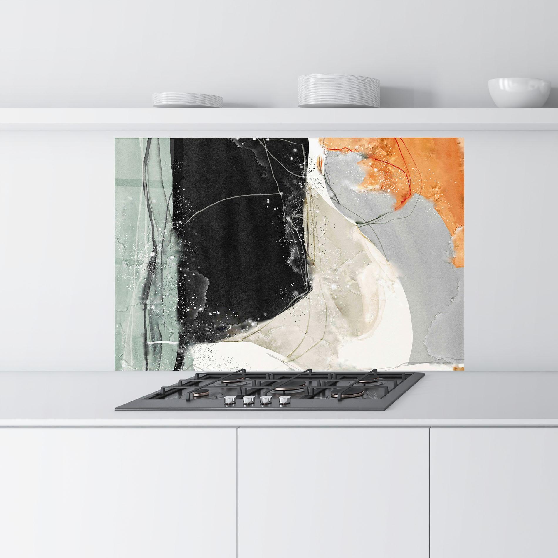 Küchenrückwand Glas Beautiful White Drops mockup 9