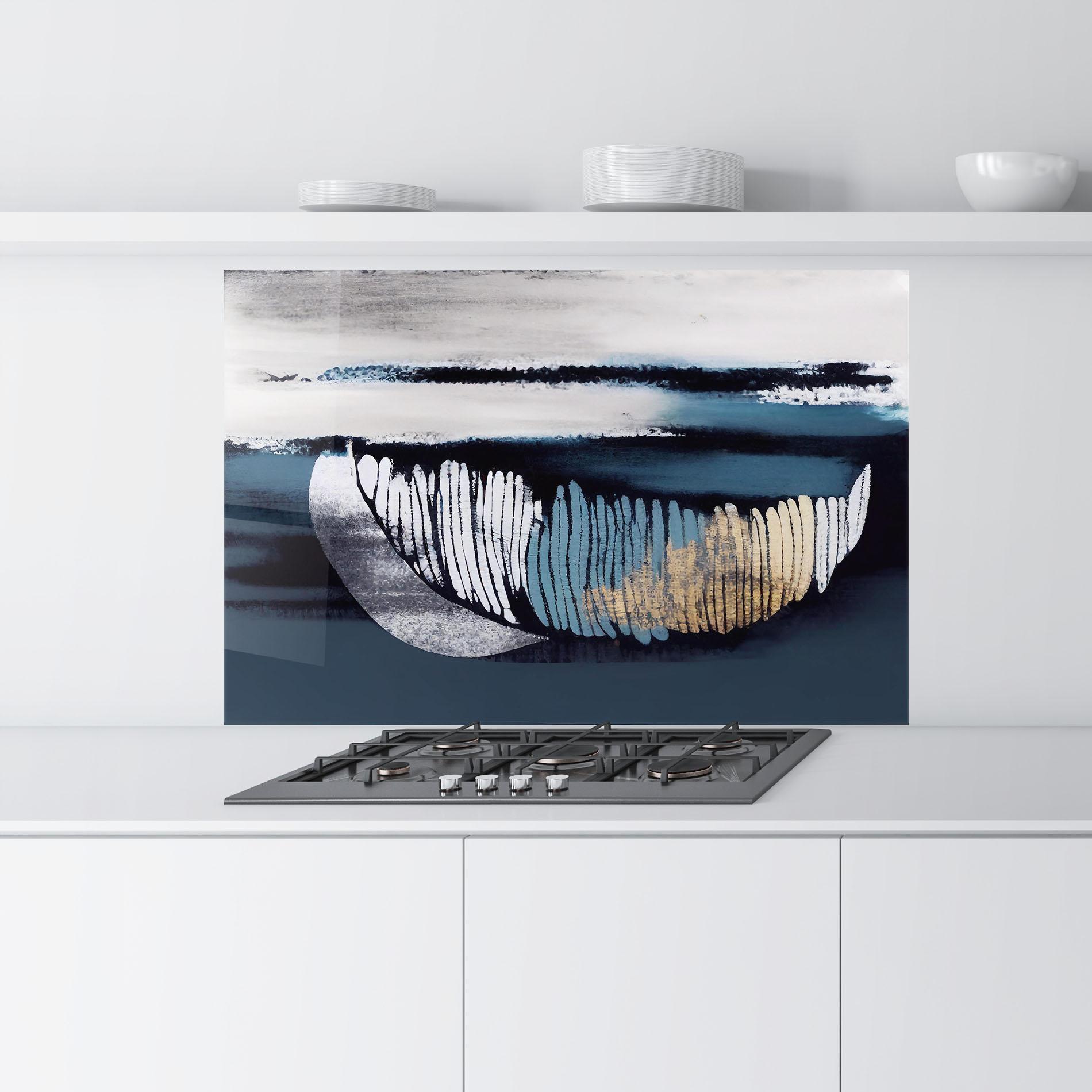 Küchenrückwand Glas Blue Feather mockup 9