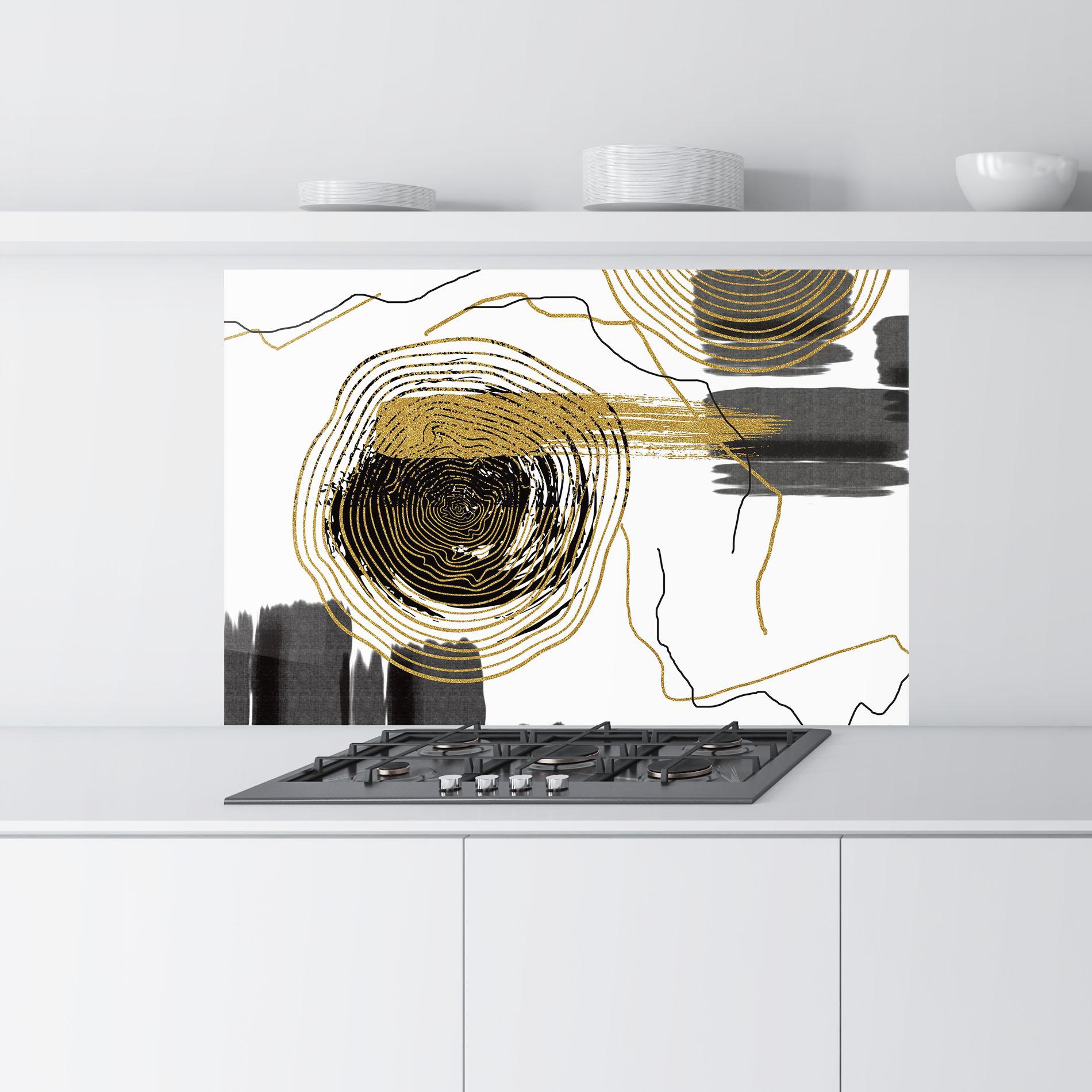 Küchenrückwand Glas Golden Grey Spiral mockup 9