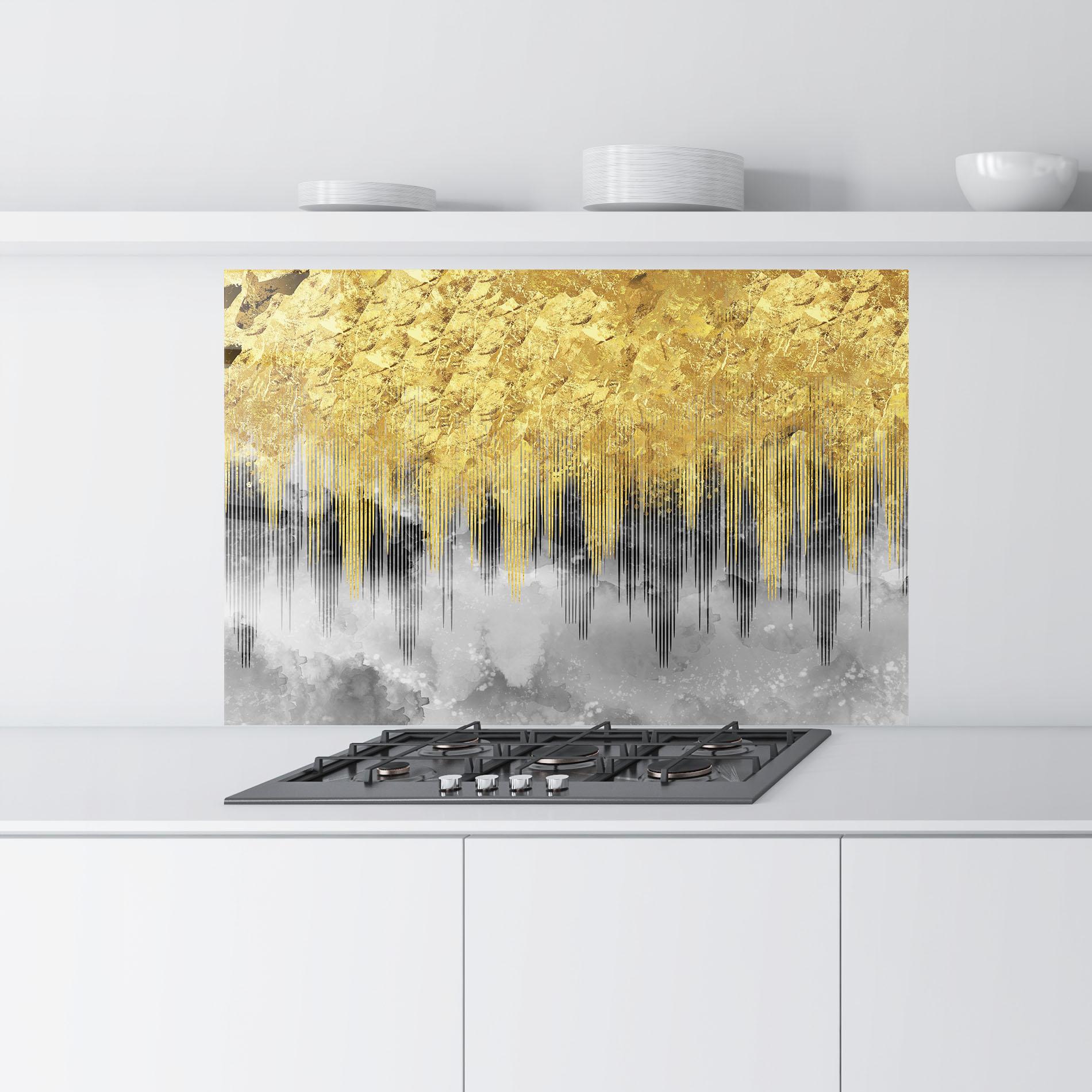 Küchenrückwand Glas Golden Grey mockup 9