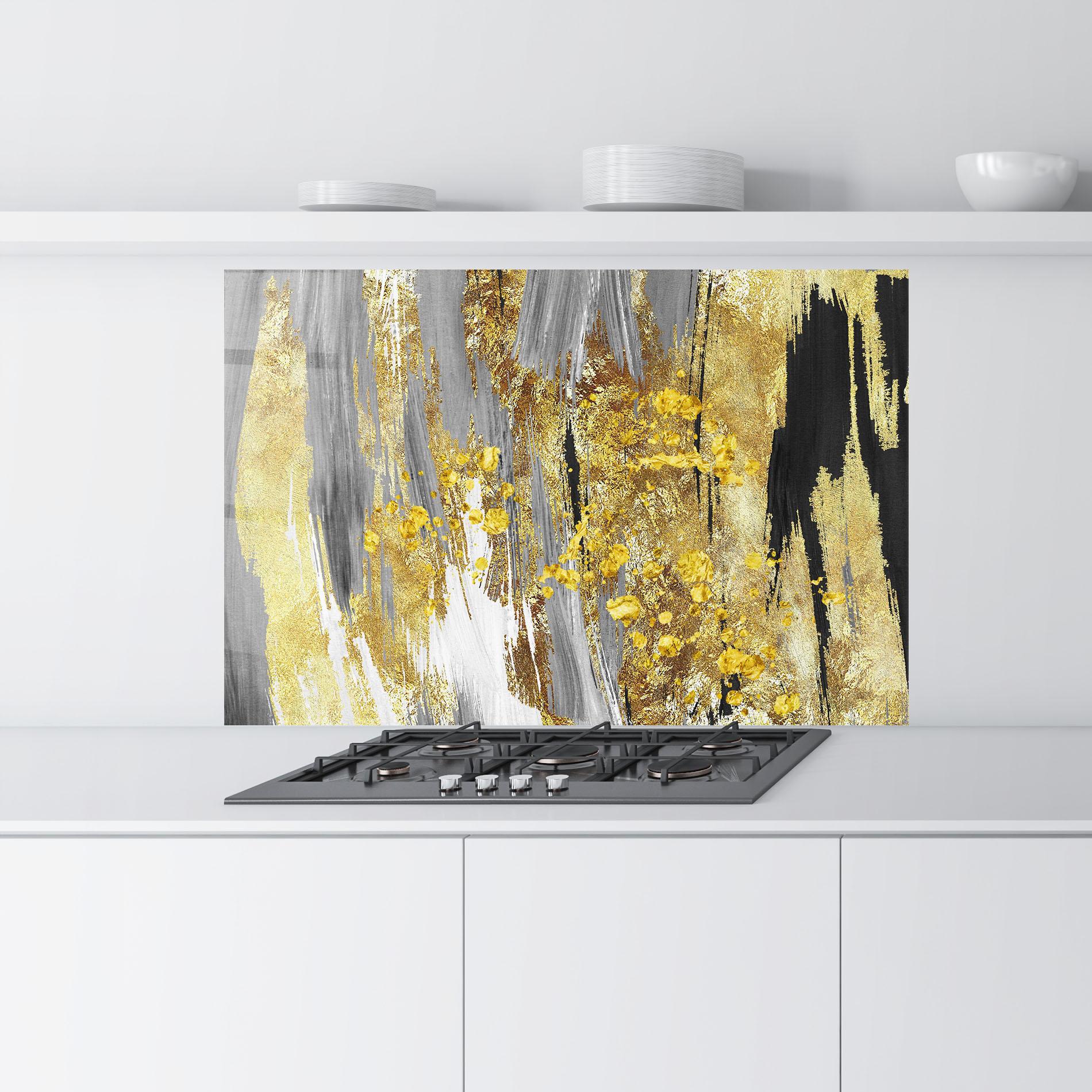 Küchenrückwand Glas Golden Grfey Lines mockup 9
