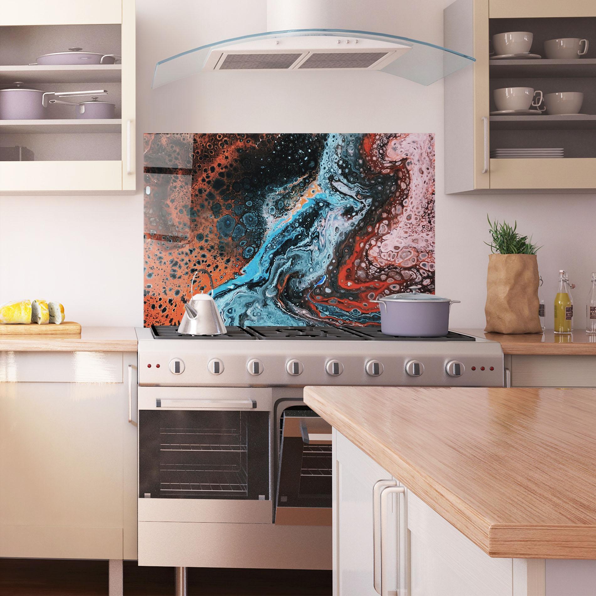 Küchenrückwand Glas Abstract Turqoise Colors mockup 1