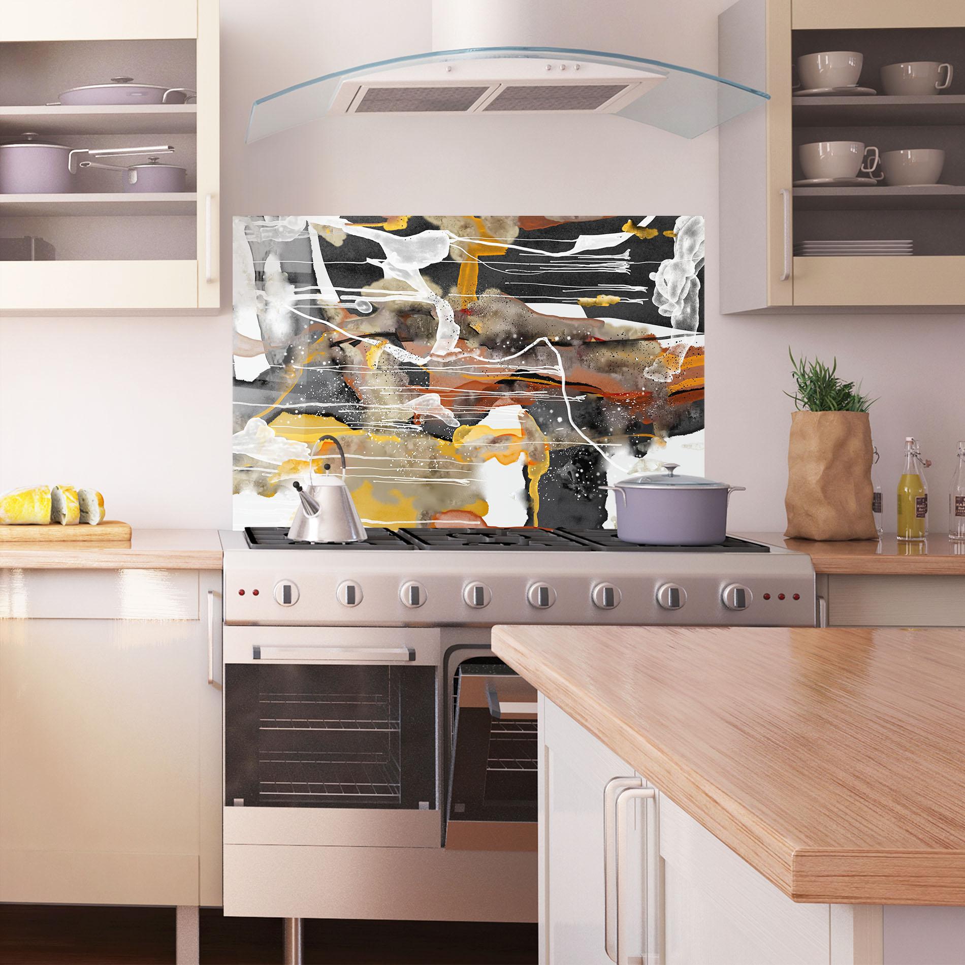 Küchenrückwand Glas Abstract Water Colors mockup 1