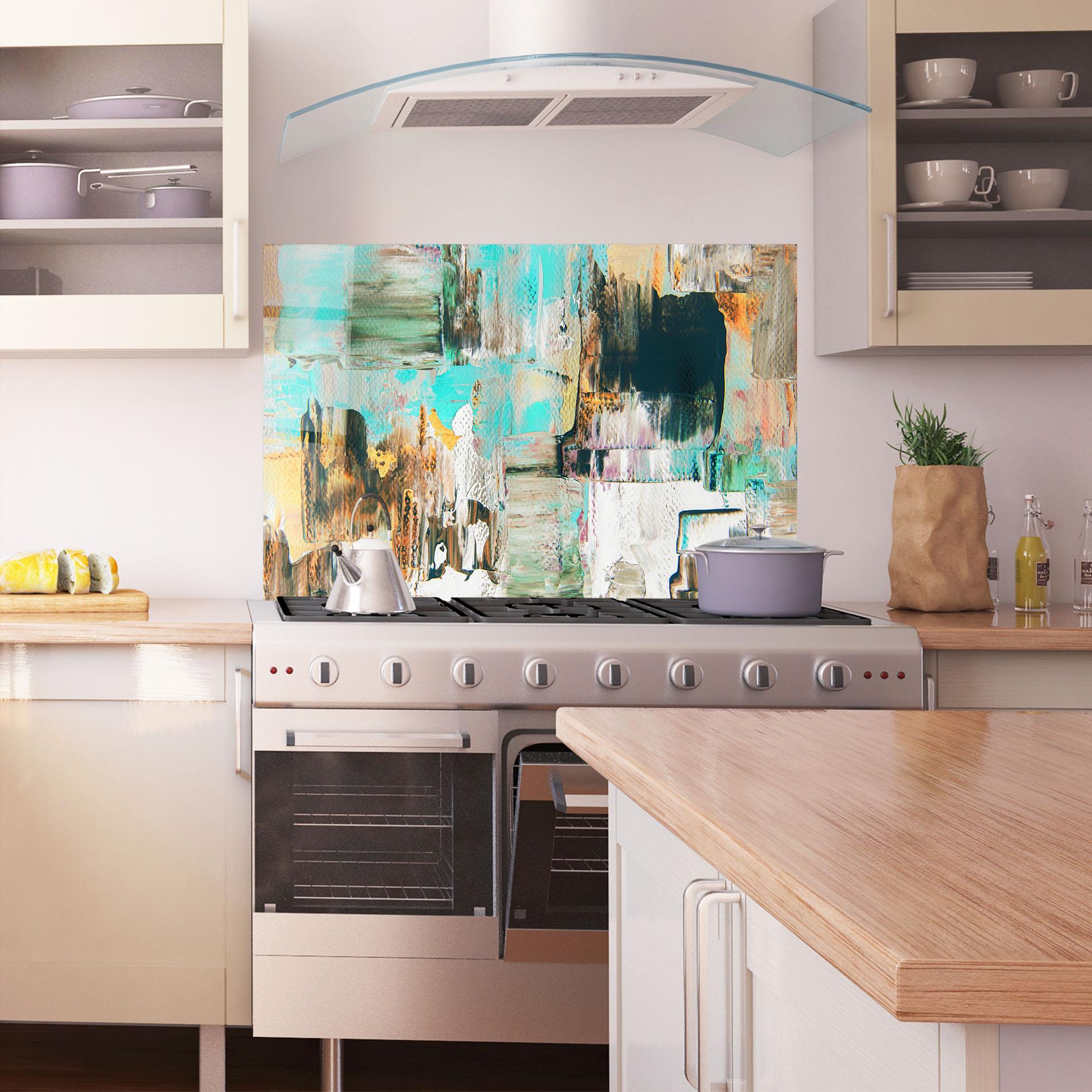 Küchenrückwand Glas Acrylic Textured Paint mockup 1