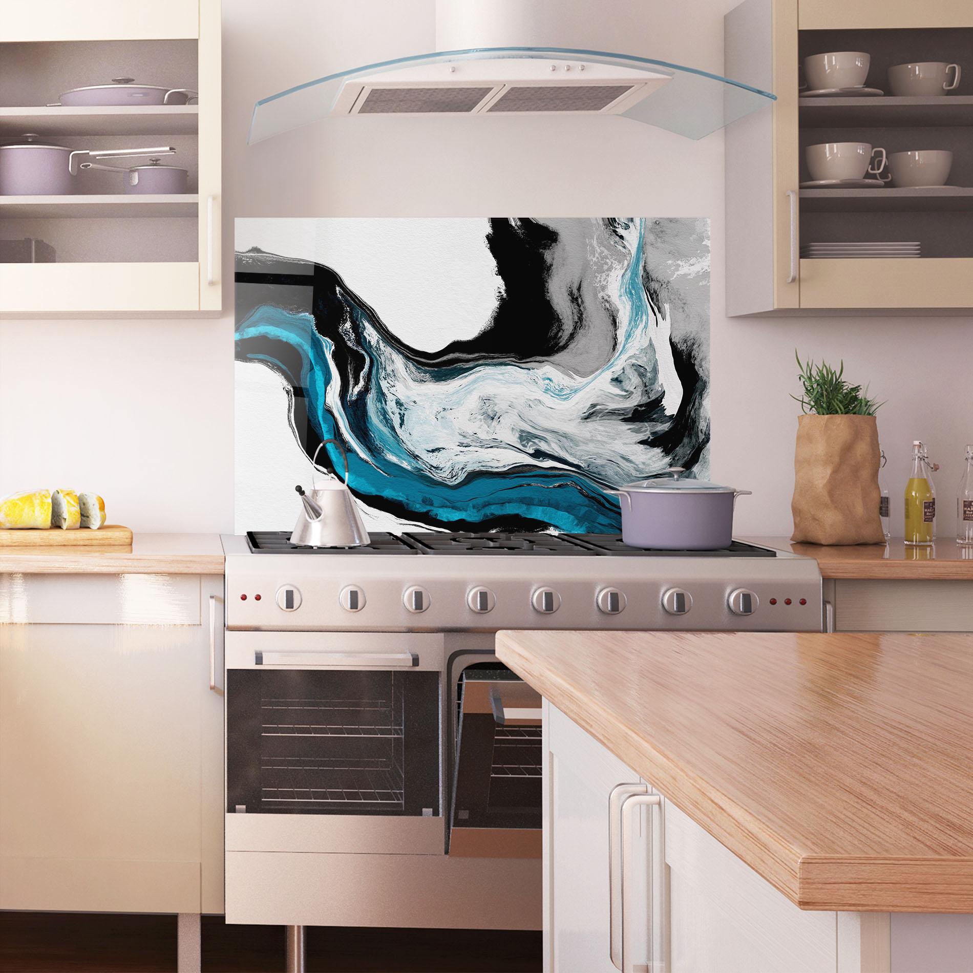 Küchenrückwand Glas Beautiful Abstract Wave mockup 1