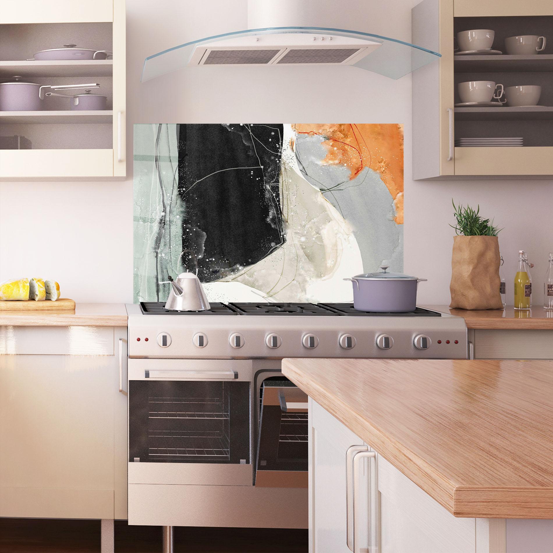 Küchenrückwand Glas Beautiful White Drops mockup 1