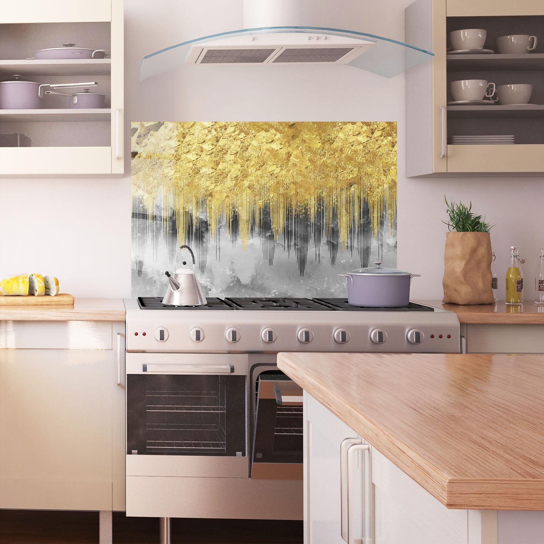 Küchenrückwand Glas Golden Grey mockup 1