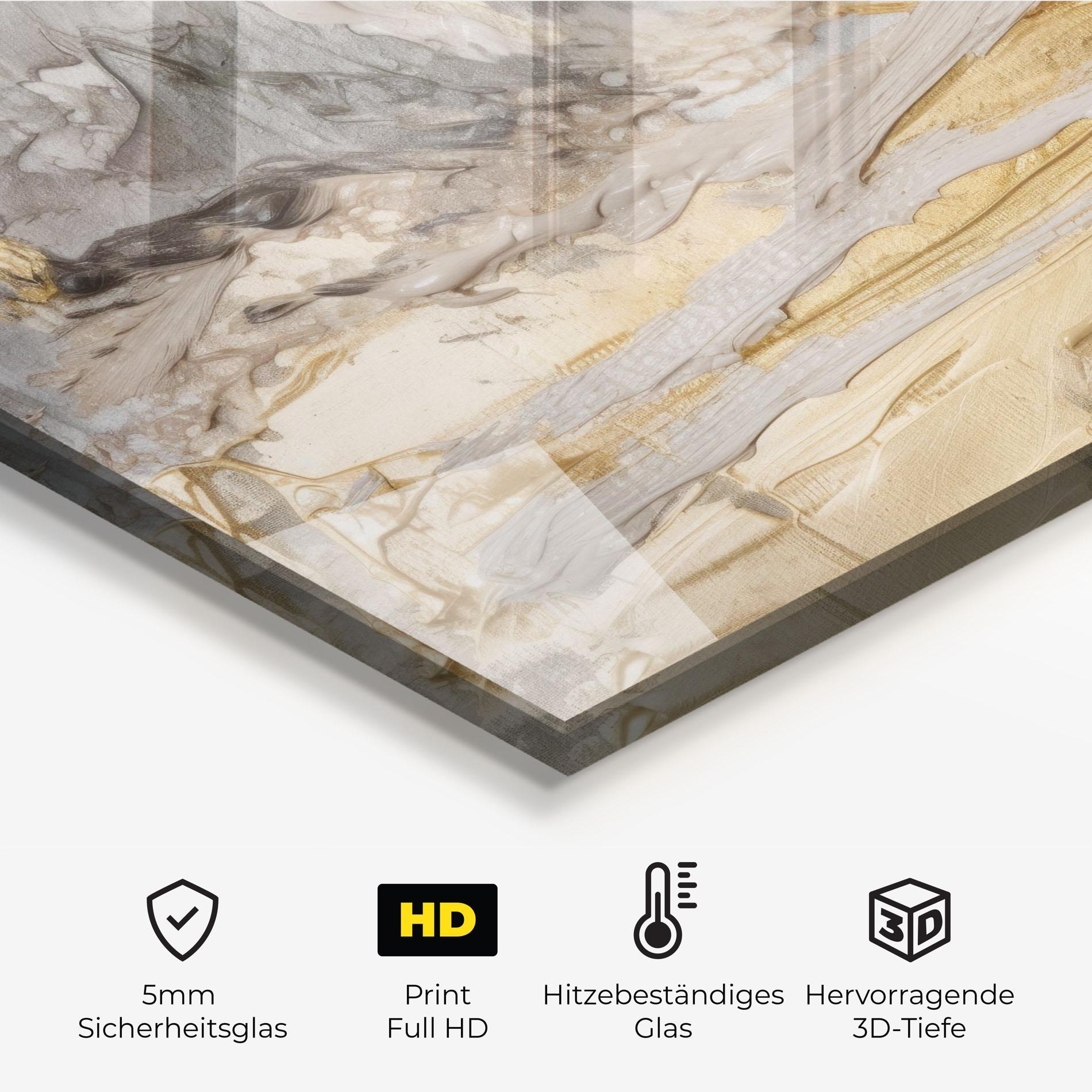 Küchenrückwand Glas Abstract White Waves mockup 2