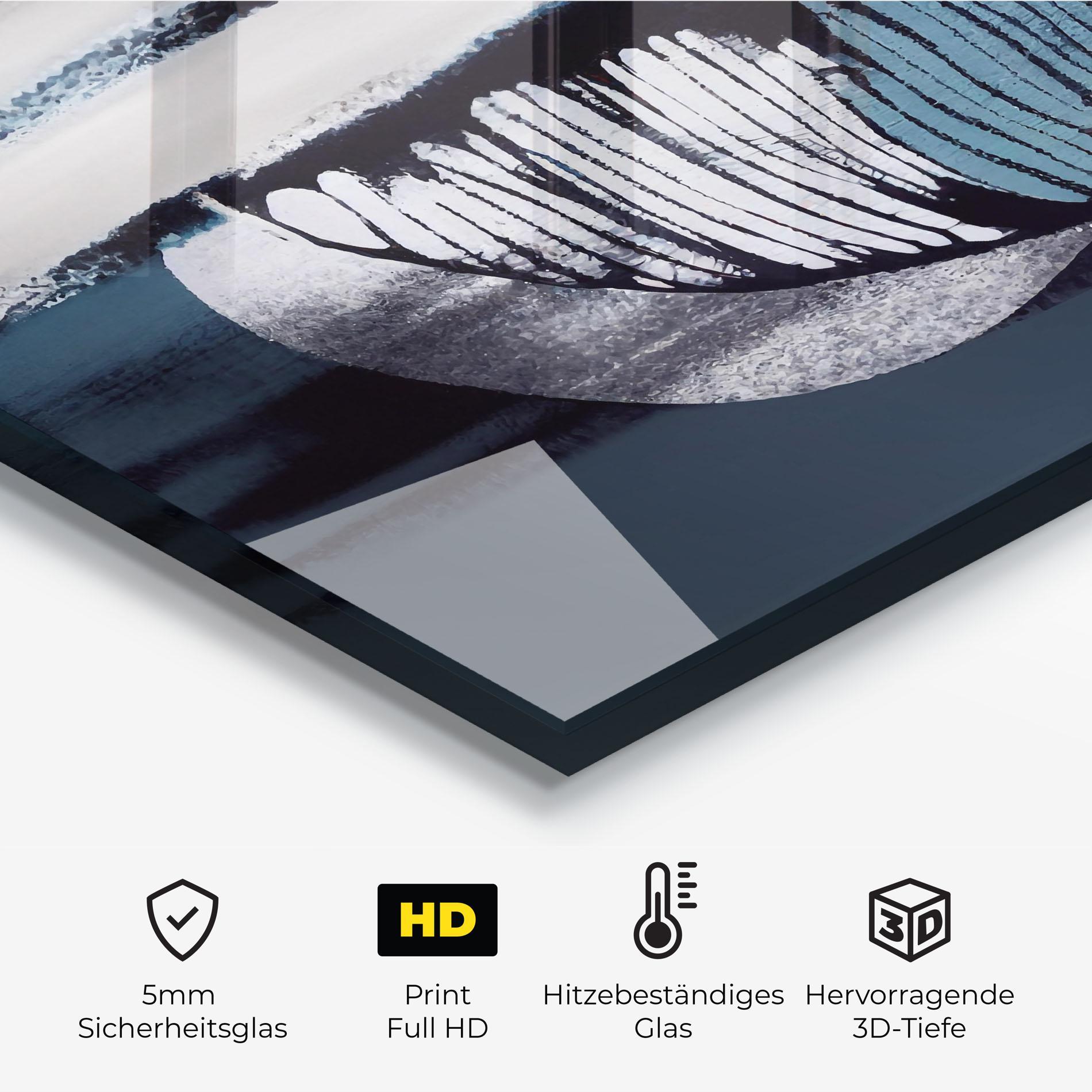 Küchenrückwand Glas Blue Feather mockup 2